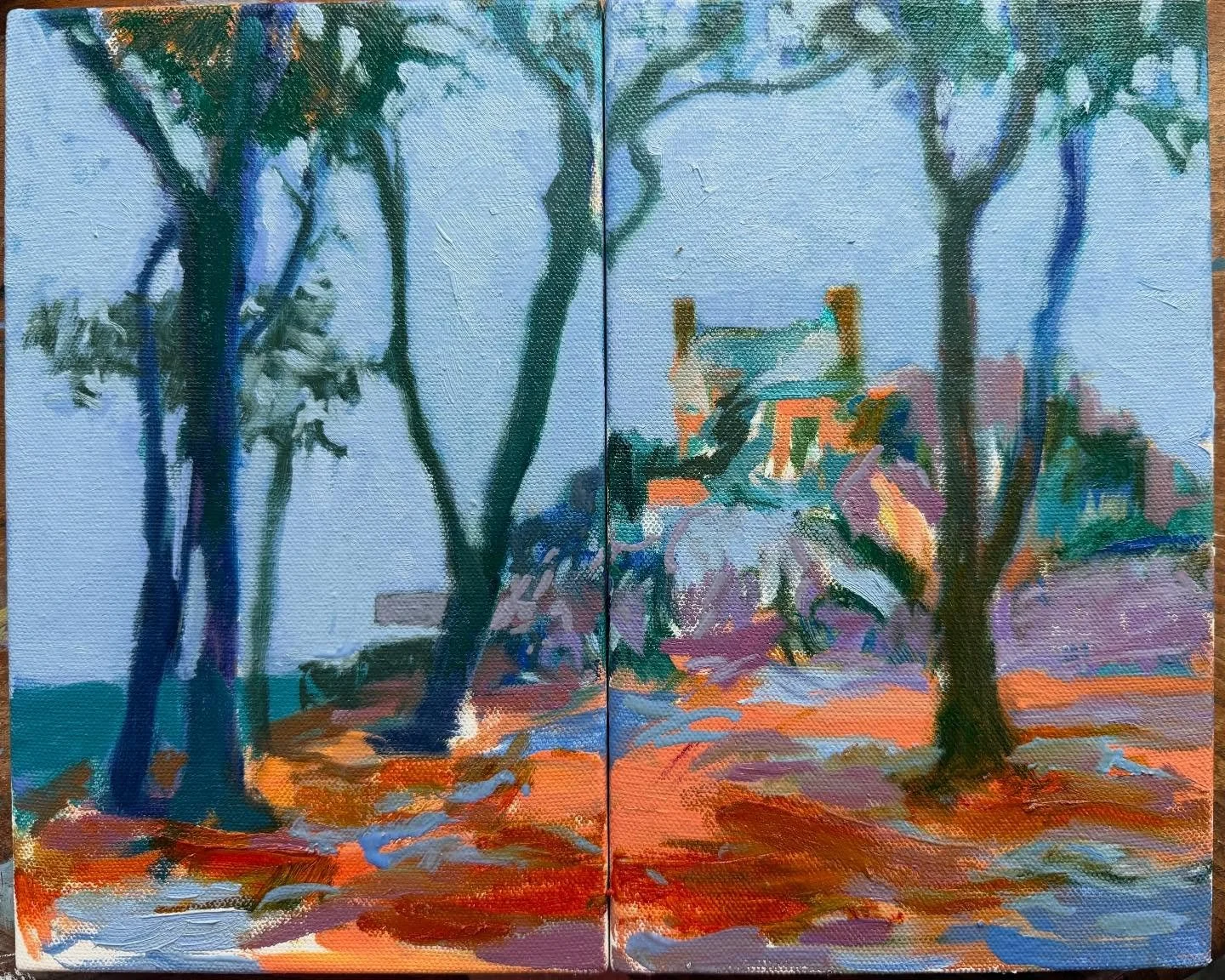 The Watch House at the Guet. Nearly finished I think. It&rsquo;s going to be sad visiting the site again in the coming days as so many of the huge  old pines were blown down in Storm Gorretti.