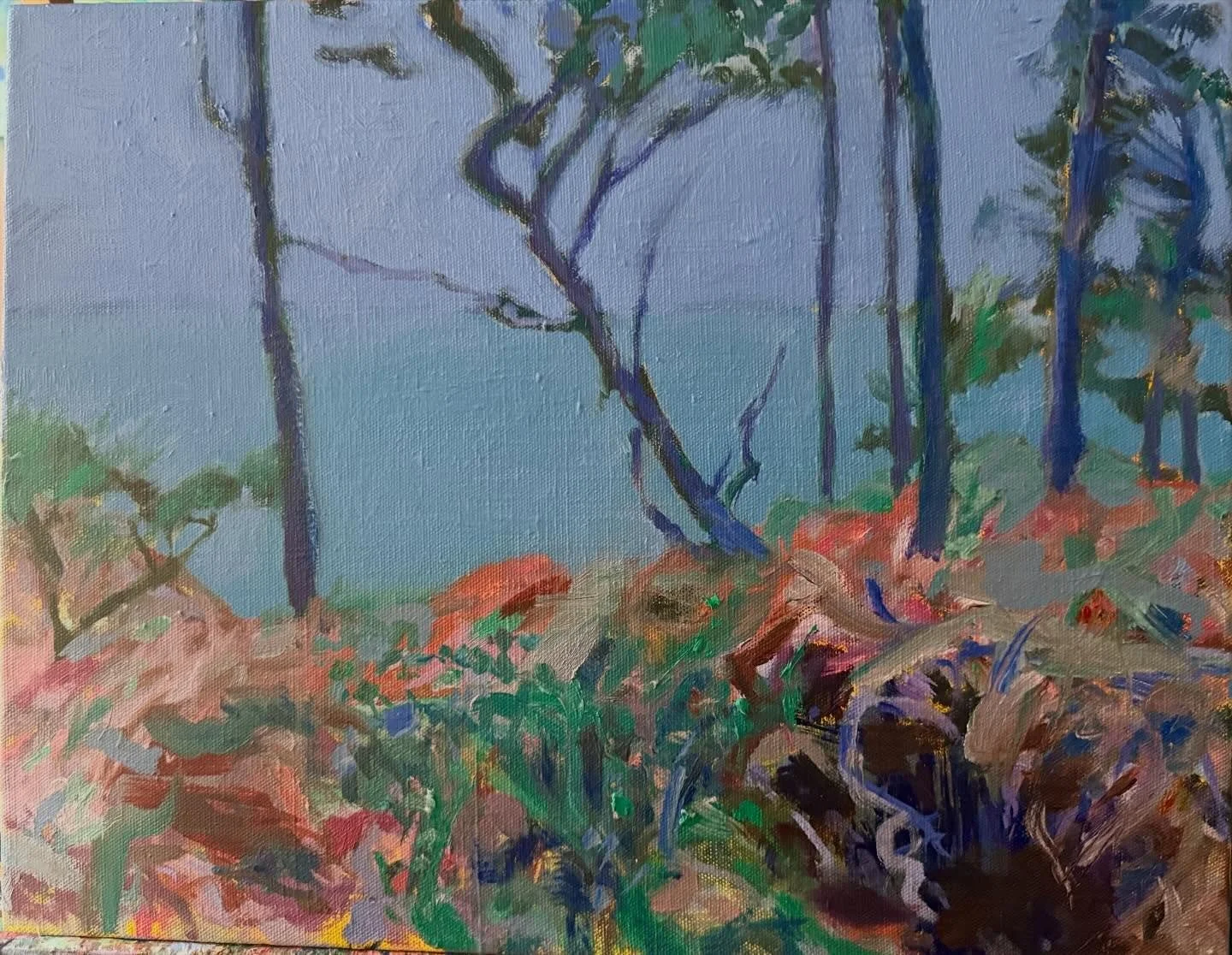 I&rsquo;ve knocked this back in terms of vibrancy, it&rsquo;s not as lively but I think it hangs together a bit better. Time will tell. The tree void in the foreground makes me so sad as it was one of only a couple when I drew here before Christmas, 