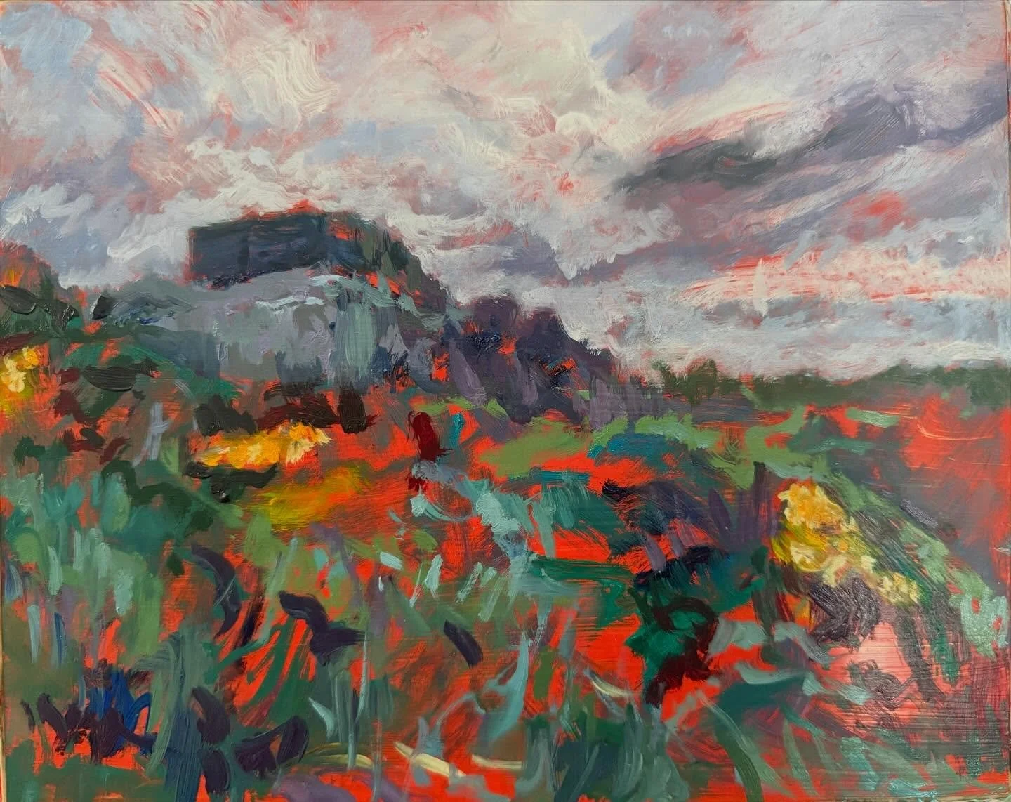 The fort and cliff face is looming well but I think the sky was more expressive before. I may have to wipe back. 🤔