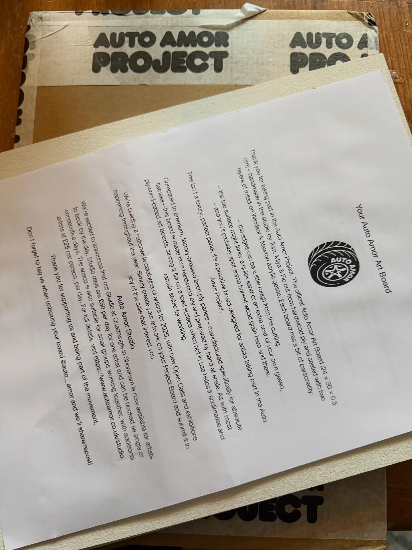 I do love it when something exciting arrives in the post! Some boards from @auto___amor were just dropped off, so that&rsquo;s my next project after the exhibition hang. Do check out their Instagram feed it&rsquo;s a lovely idea for Open Calls across