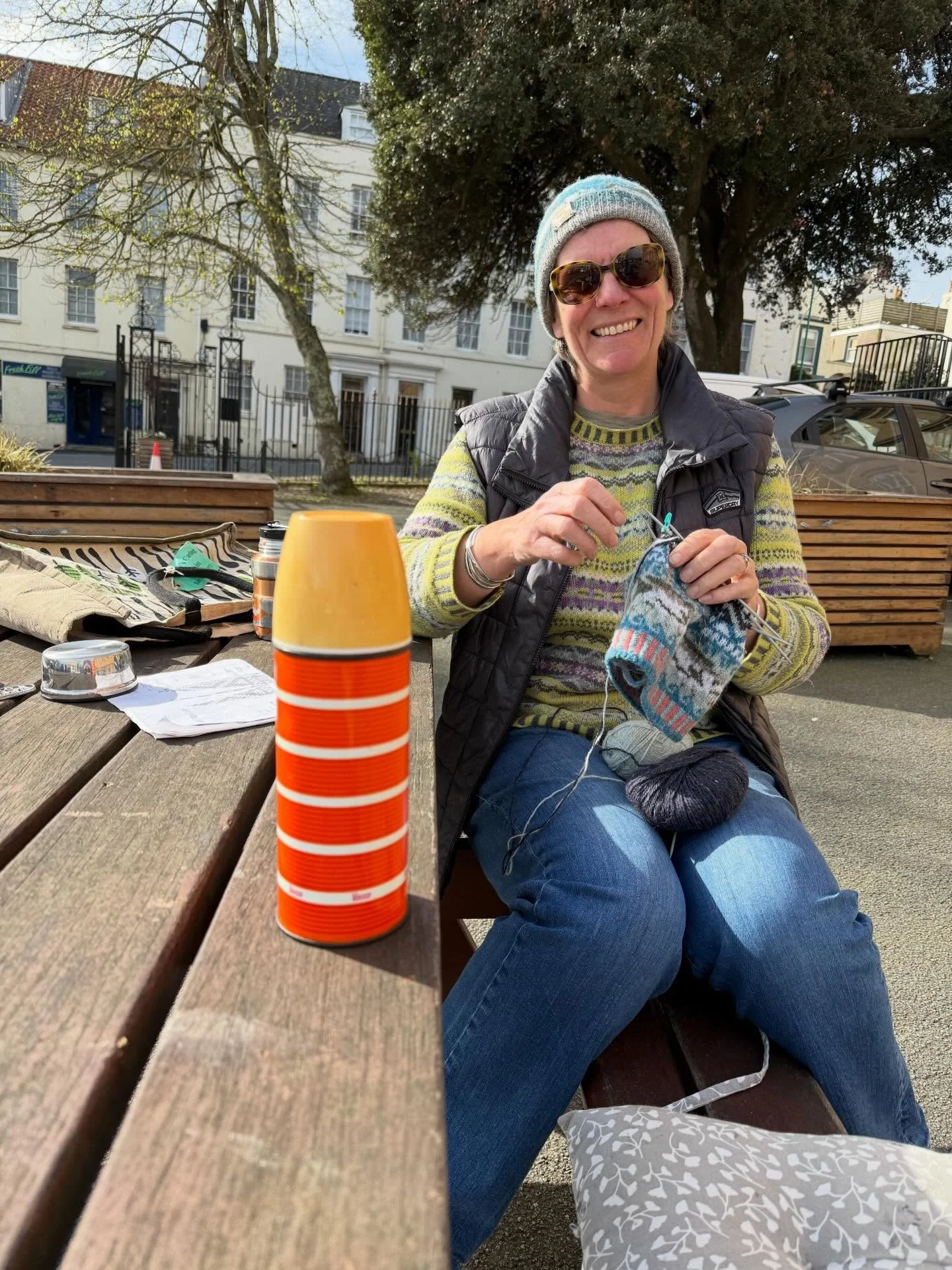 I&rsquo;m sitting in the lovely sunshine this morning outside the Gatehouse Gallery with @rosanne_guille_art who has kindly brought me up her Nan&rsquo;s lovely old thermos flask filled with coffee. The Gallery is open from 10am until 4pm, so please 