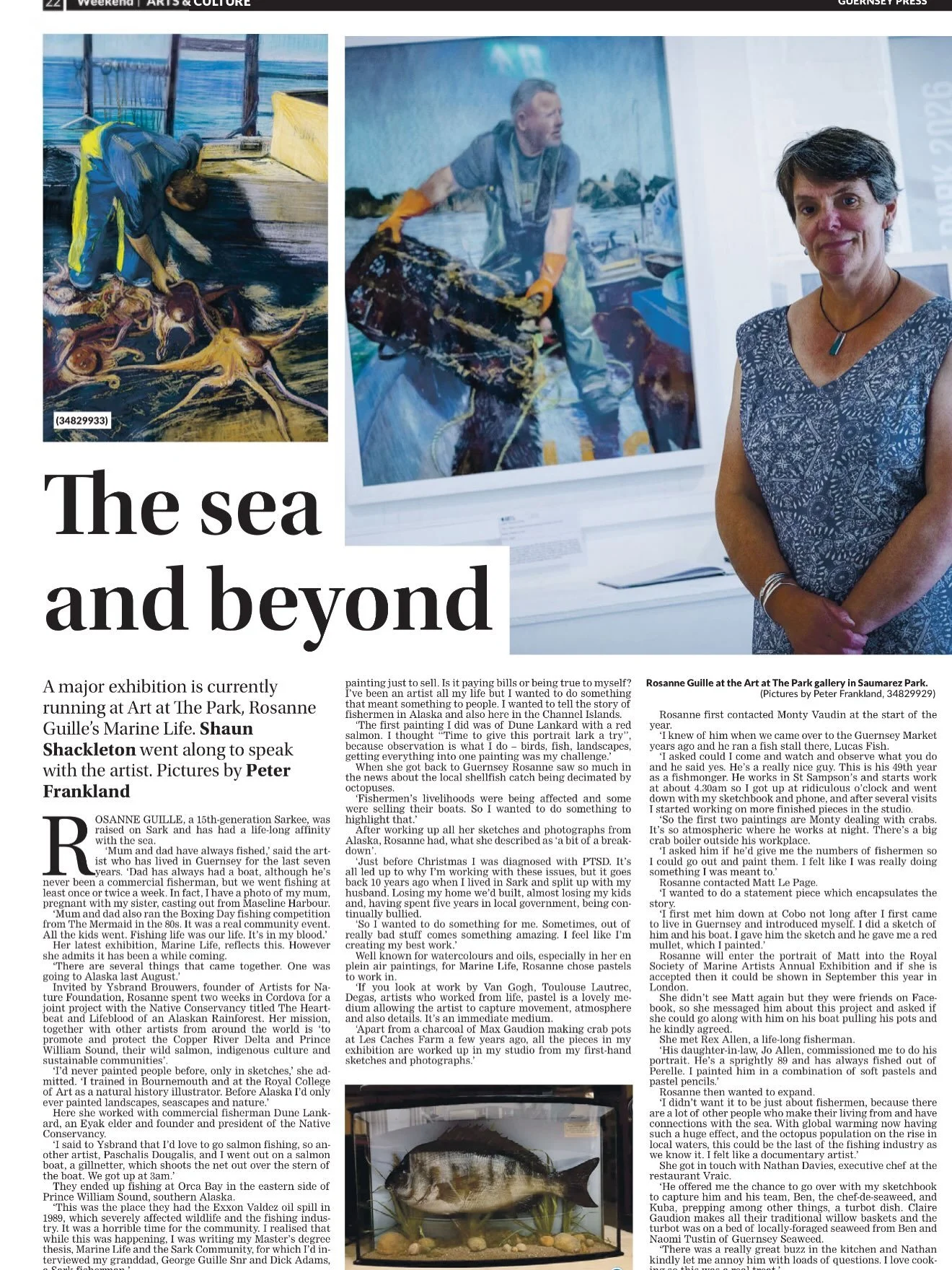 Lovely article in today&rsquo;s issue of the @guernseypress (courtesy of the marvellous Shaun Shackleton) on @rosanne_guille_art s exhibition &lsquo;Marine Life&rsquo; at The Gallery in the Park. Do visit this wonderful exhibition if you&rsquo;re in 