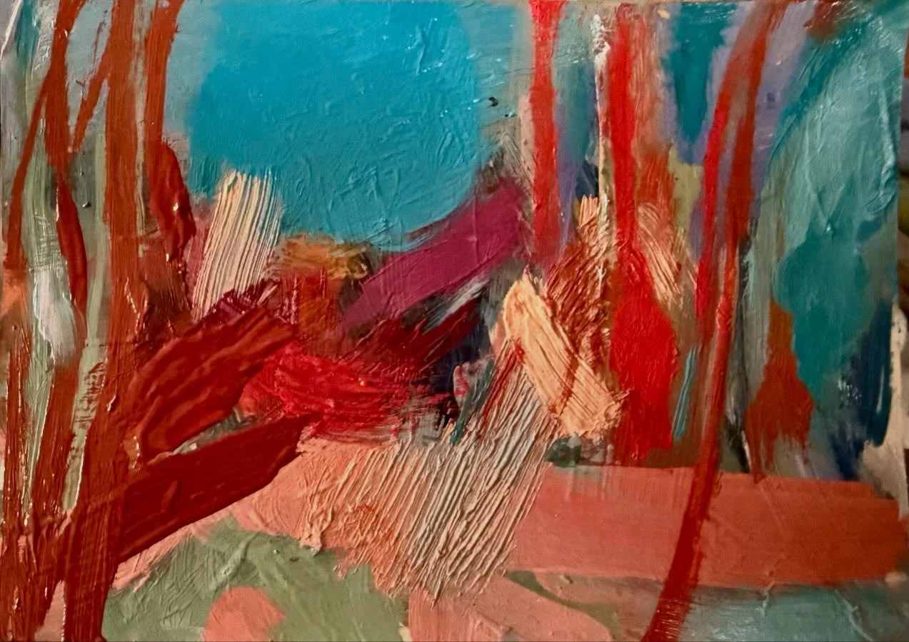 Some small works on paper. Glades with reeds and saplings in the summer dusk heavy with heat