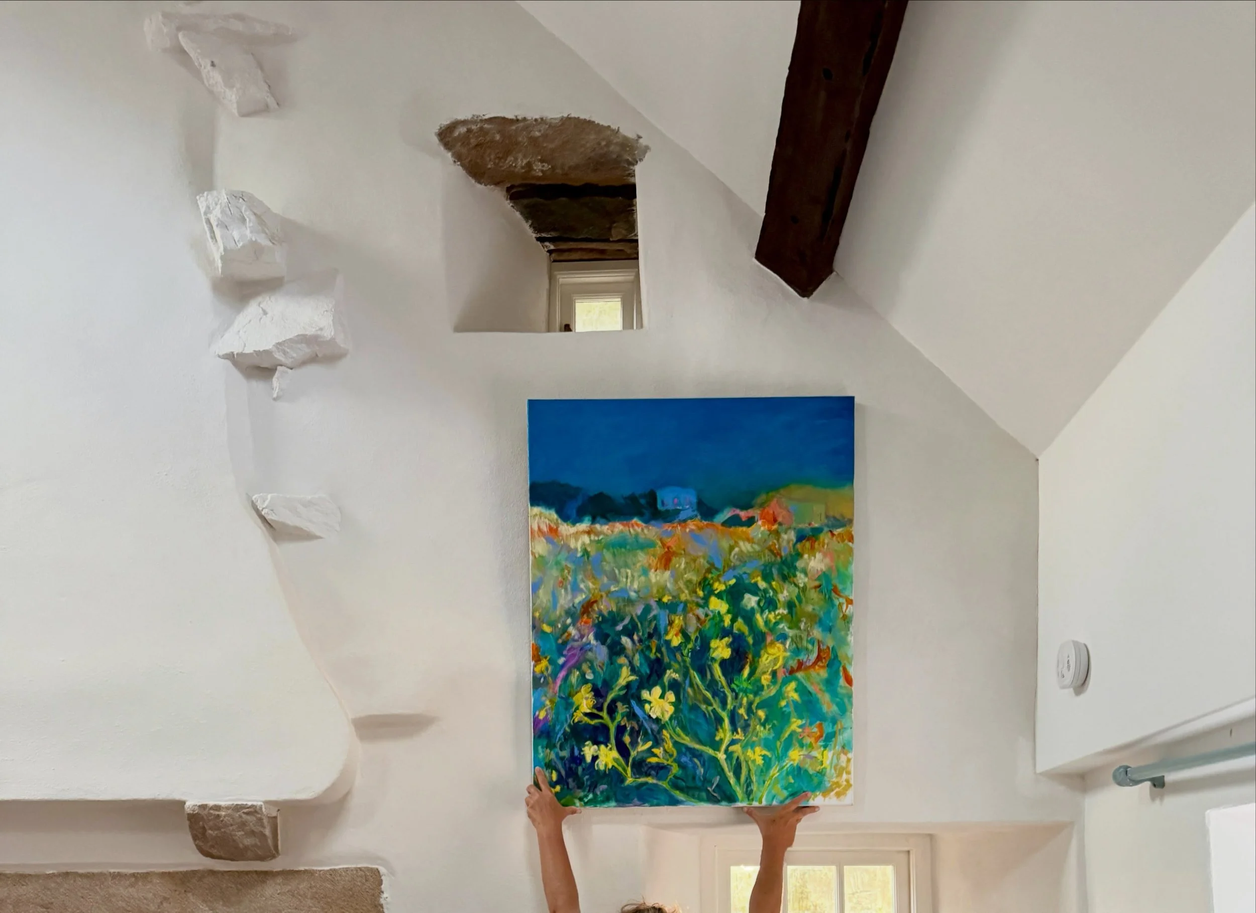 Very lovely to see my painting being tried out in a few different spots in its beautiful new home! I love to think of works existing out in the world separate from me, but still tied by invisible threads&hellip;