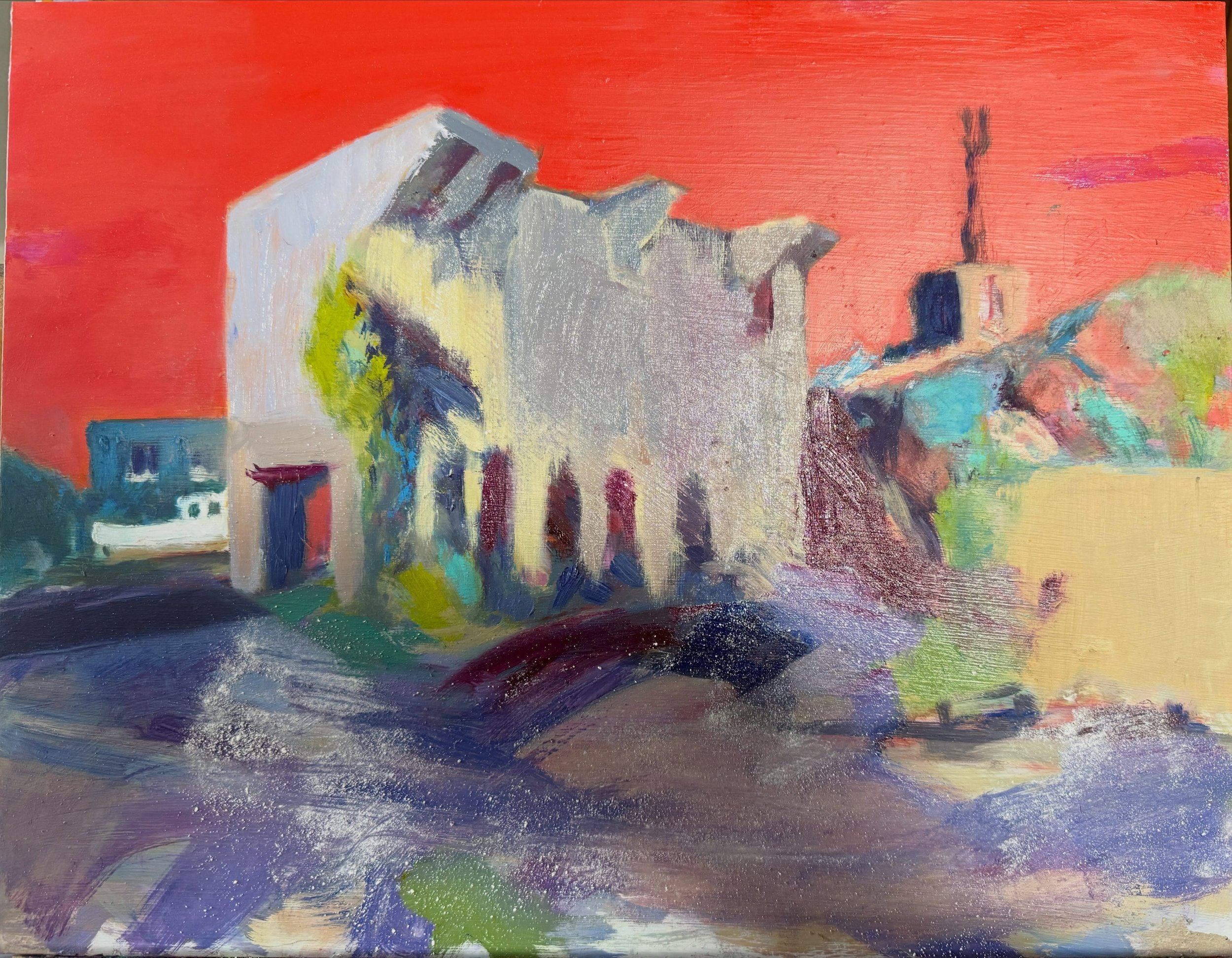 Just starting to rework this painting on aluminium as it wasn&rsquo;t holding together well. I&rsquo;m using pulverised ormer and oyster shells collected over the years (which&rsquo;s knackered my coffee grinder!) to add another dimension both to the