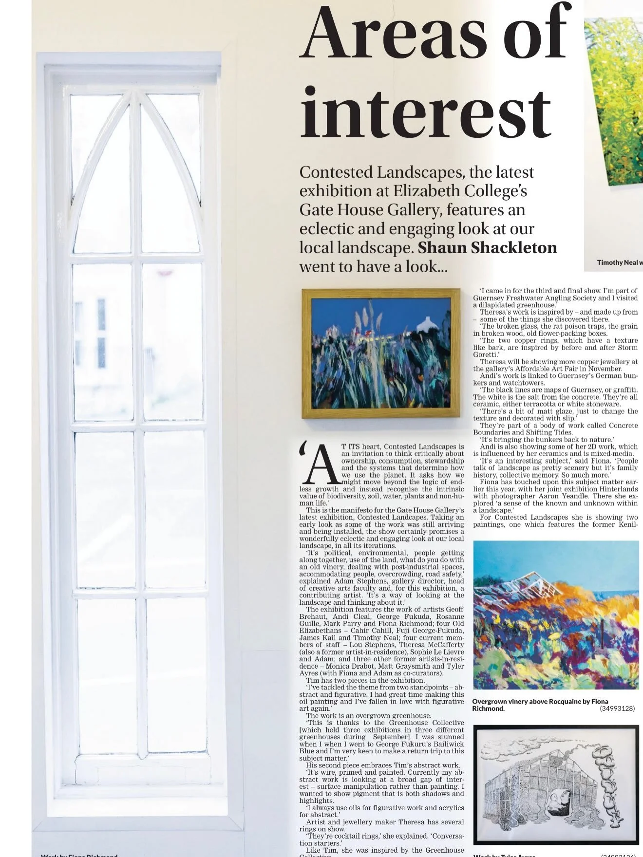 A lovely write up in the Guernsey Press today for the Contested Landscapes exhibition! Huge thanks to Shaun Shackleton and to Peter Frankland for the photos.