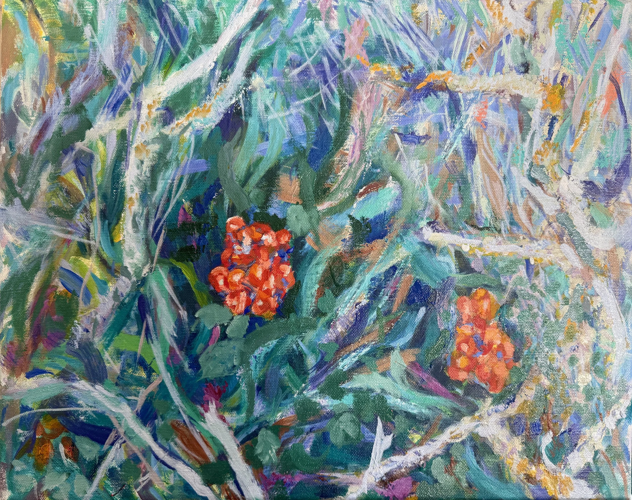 Blackthorn undergrowth sheltering Cuckoo PInt, 2025-26, Oil on Canvas, unframed, 40cm x 50cm