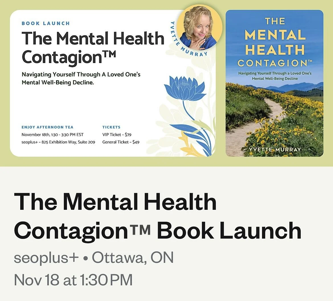 Excited to announce @yvettemurray69  book launch of The Mental Health Contagion&mdash;Navigating Yourself Through a Loved One&rsquo;s Mental Wellness Decline on the 18th of November.  Blessed to have met Yvette&rsquo;s mom; honoured to have observed 