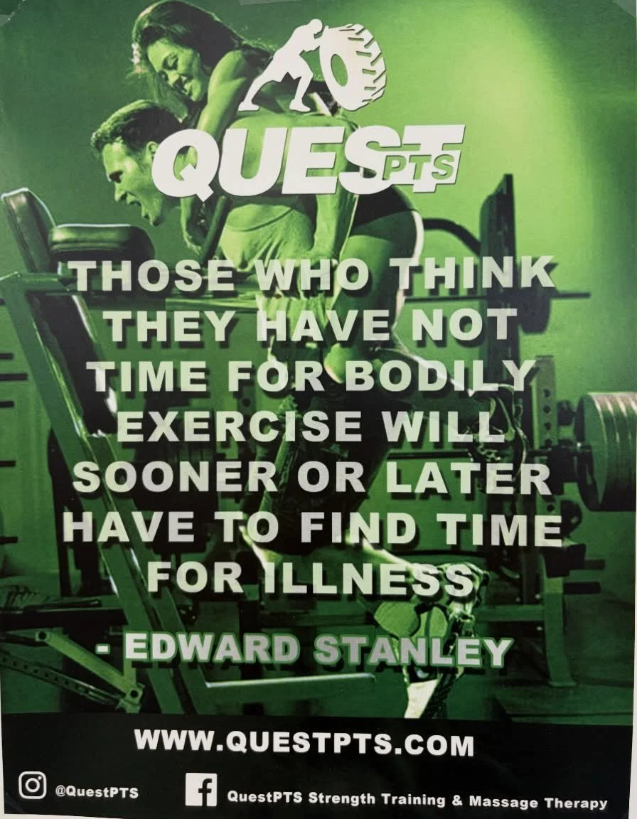 Resilience messages are everywhere you look @questpts. Reinforcing exercise isn&rsquo;t about looking good, it&rsquo;s about maintaining health long-term.  No one has time to be sick!  Seeing posters like this create a new way of thinking about exerc