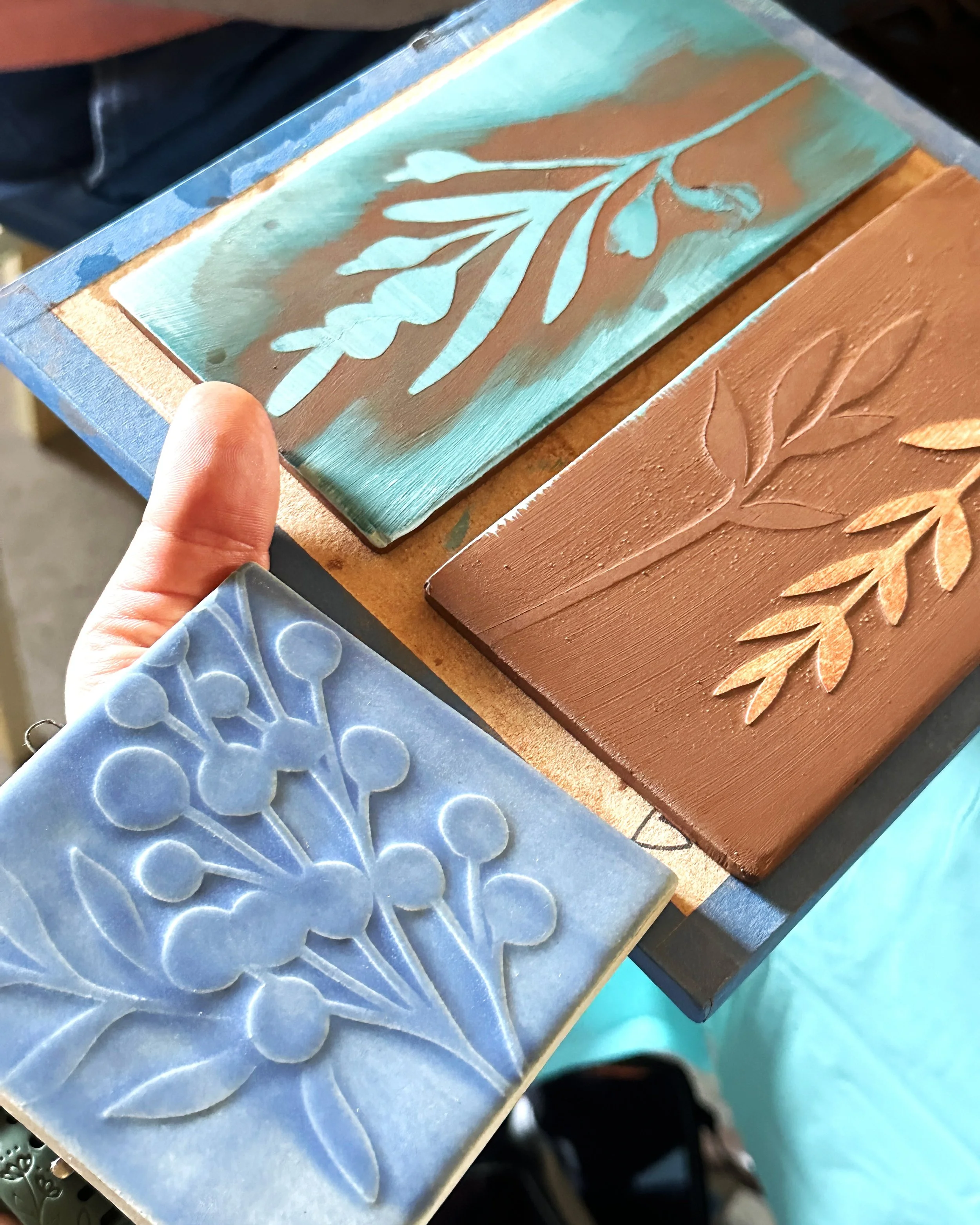 using stencils with underglaze and glaze