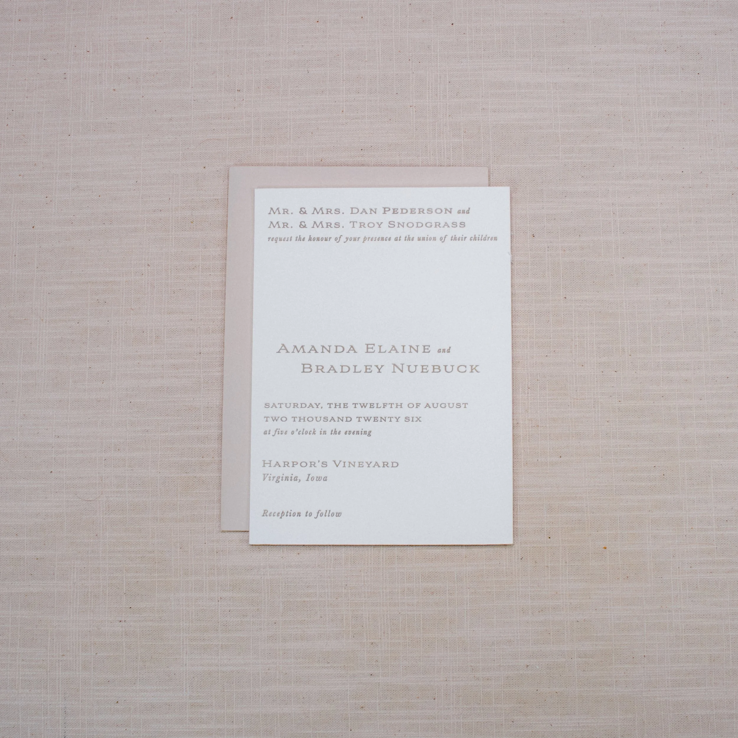 Noelle Collection Invitation and Envelope