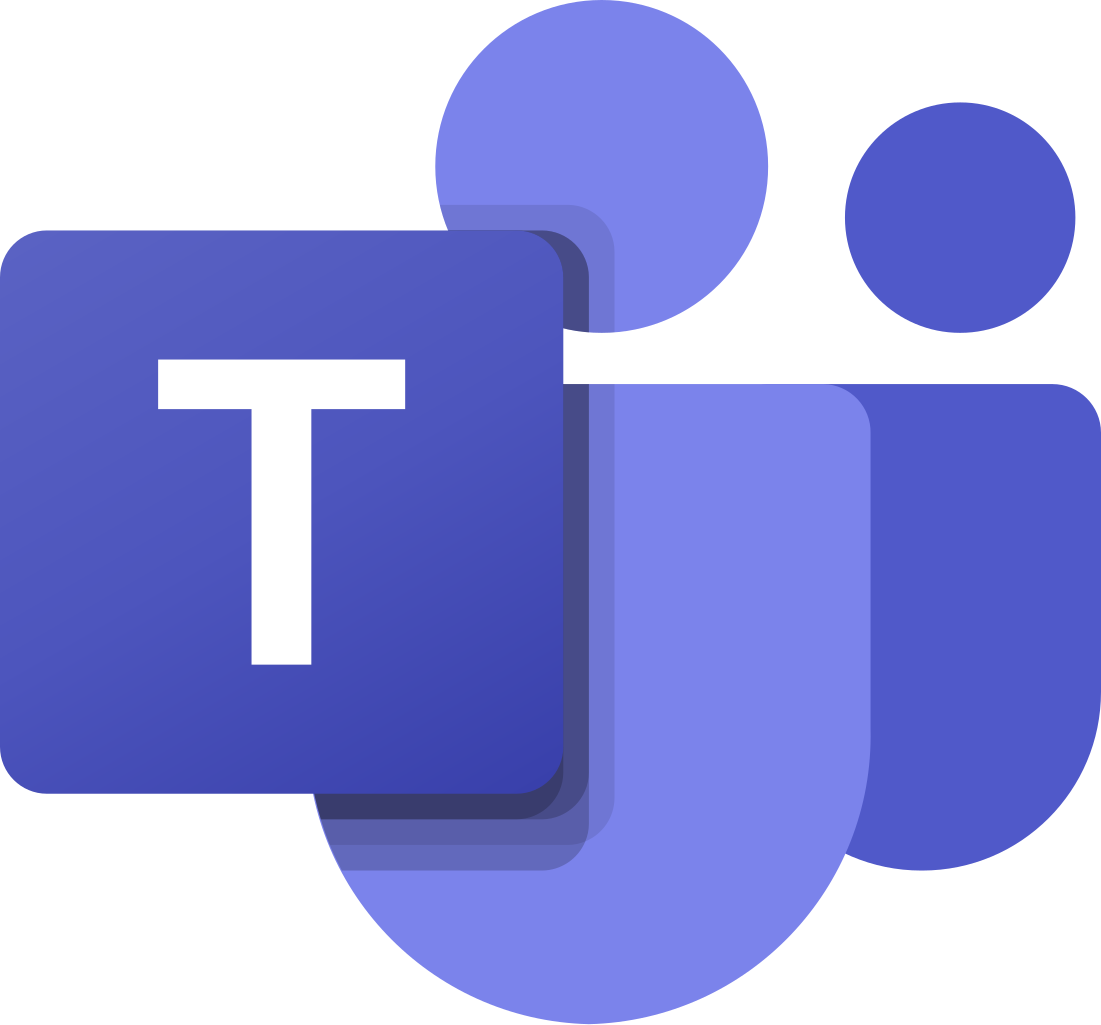 Microsoft Teams logo with a blue background and stylized icons.