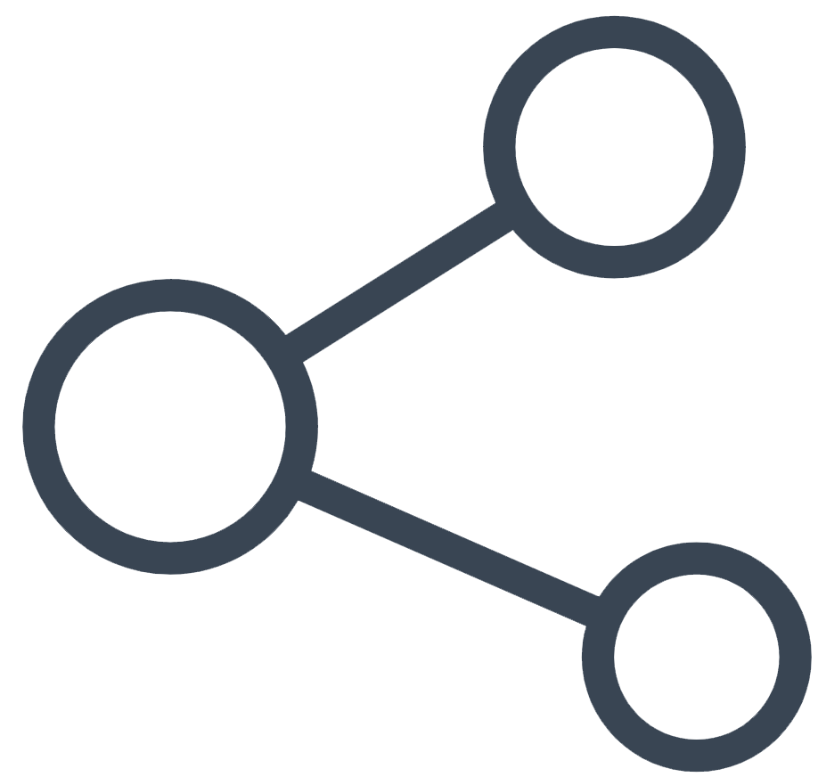 Icon representing a share/connection symbol with three circles connected by lines.