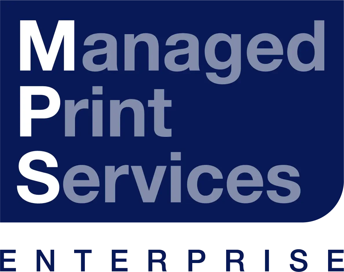 A logo with a purple background and text that says "Managed Print Services" in large font, and "Enterprise" in smaller font below.