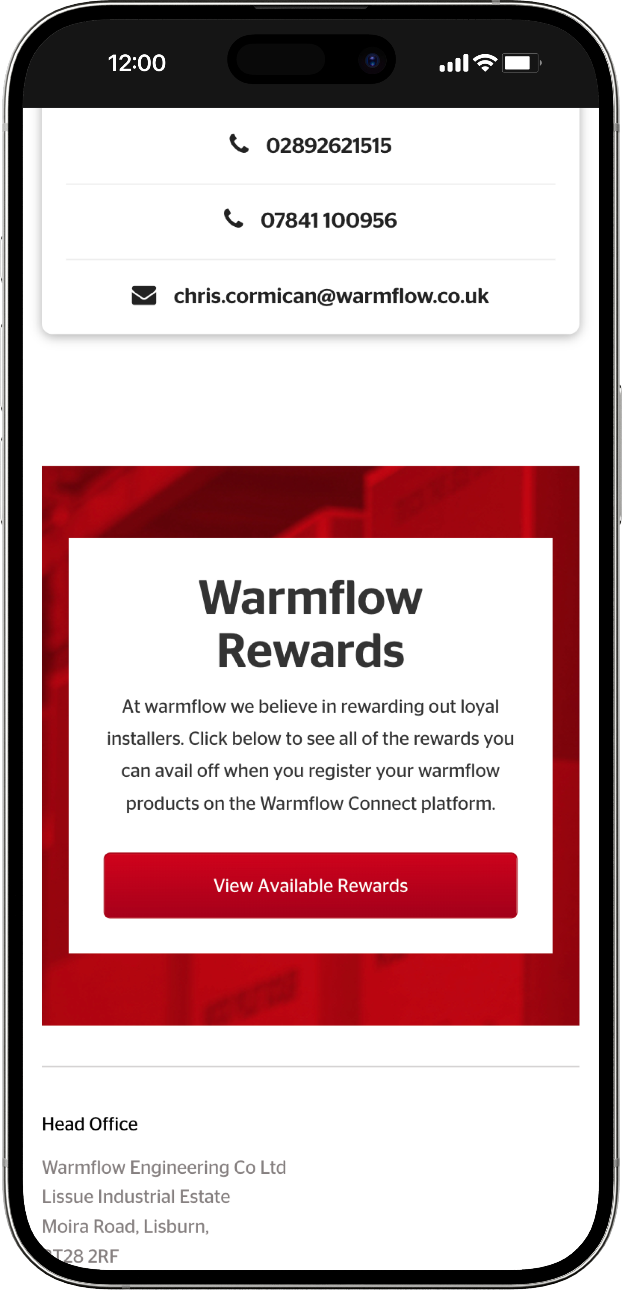 warmflow connect warmflow rewards iphone mockup
