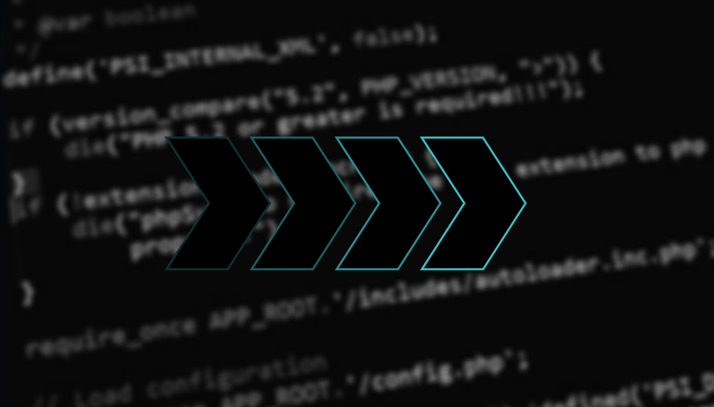 Blurry image of code with arrows