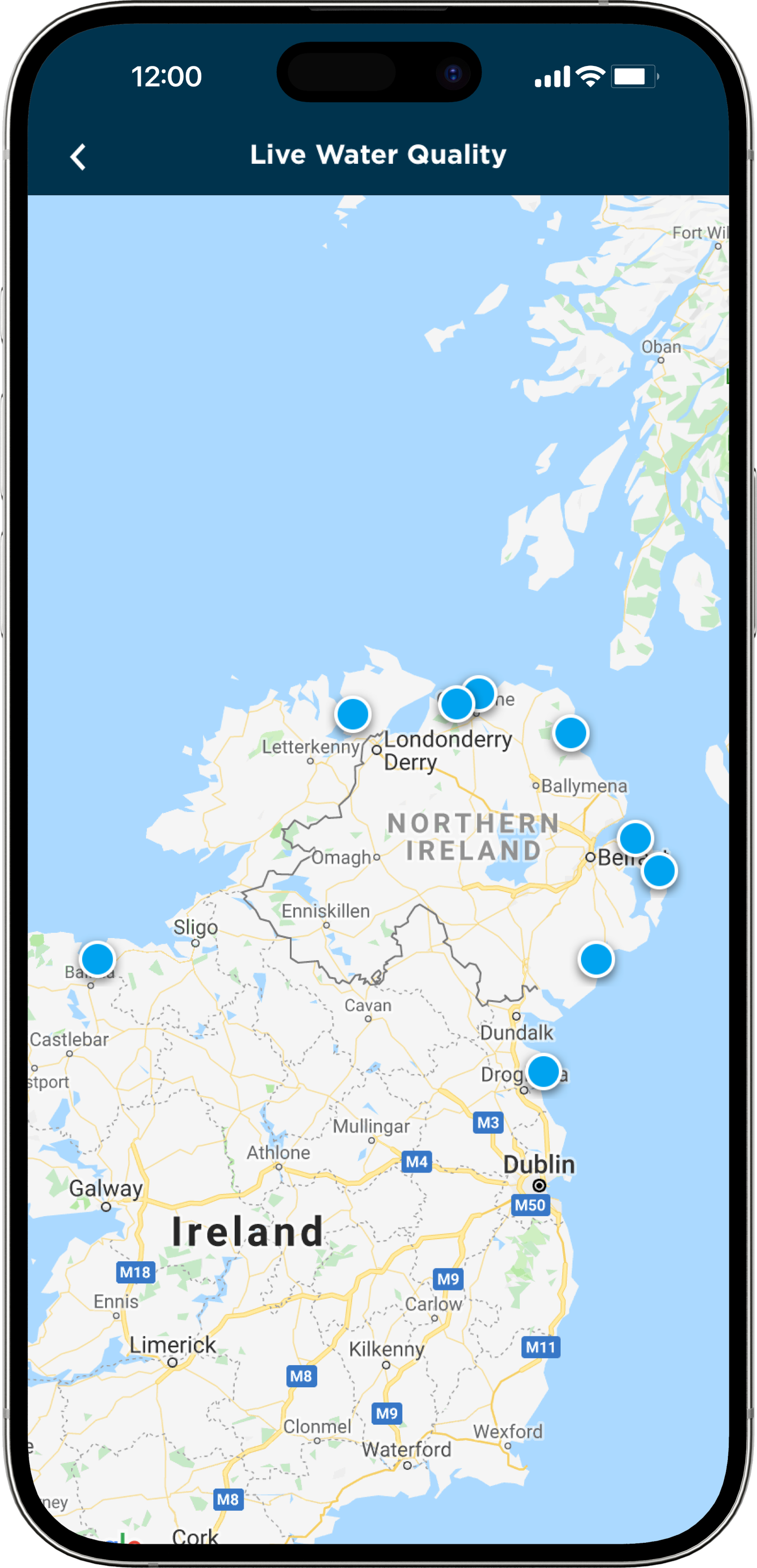 swim ni app live water quality map