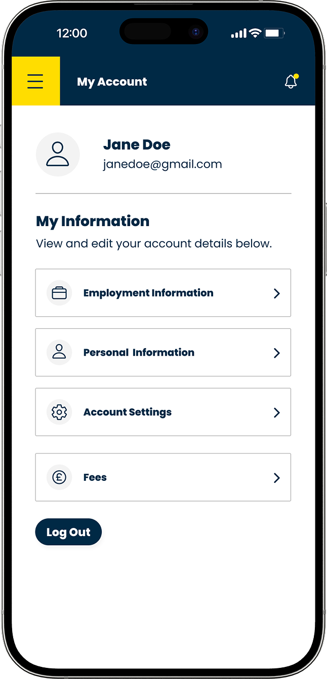 Northern Ireland Social Care Council app view my account