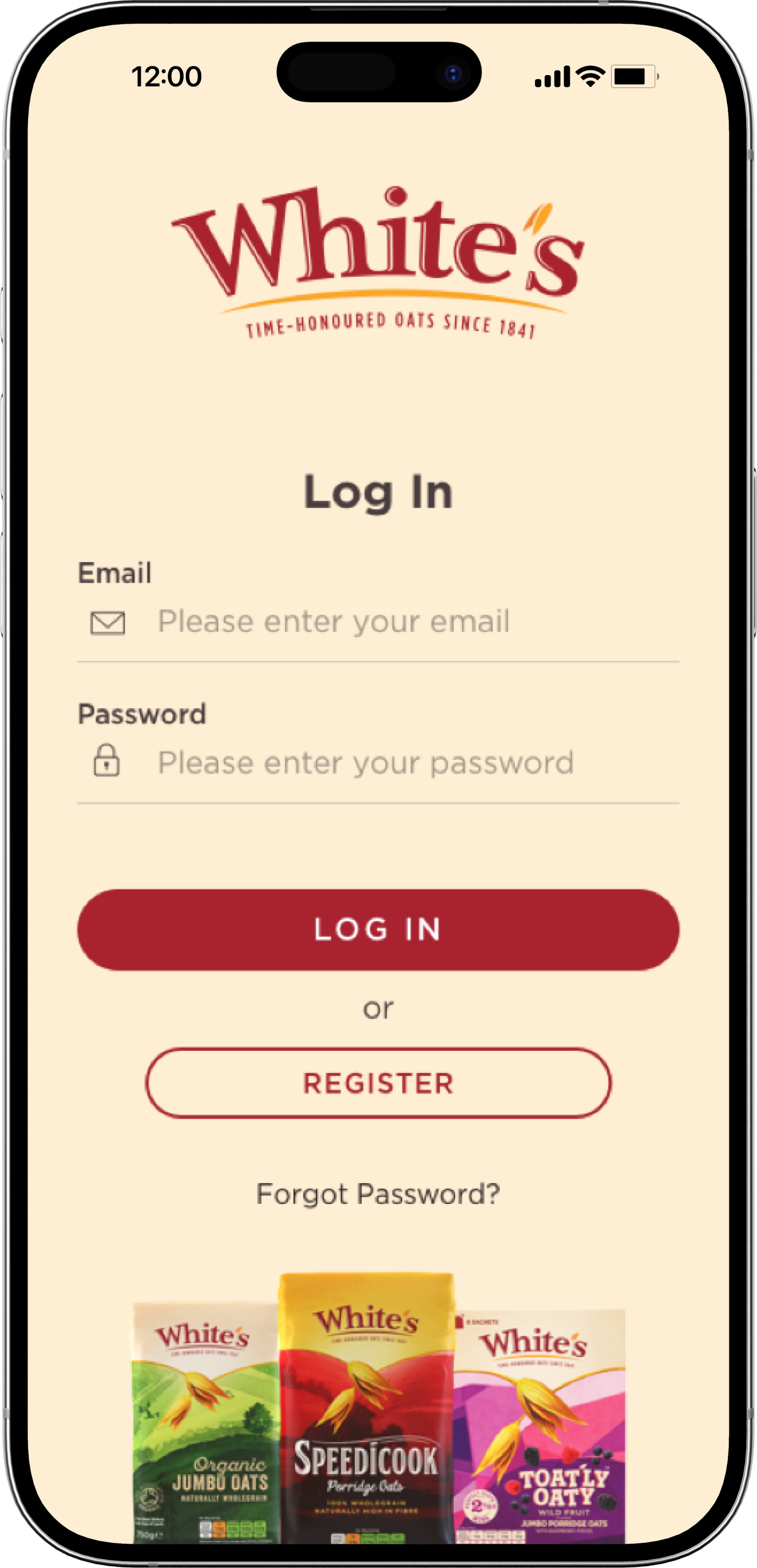 white's oats mobile app log in