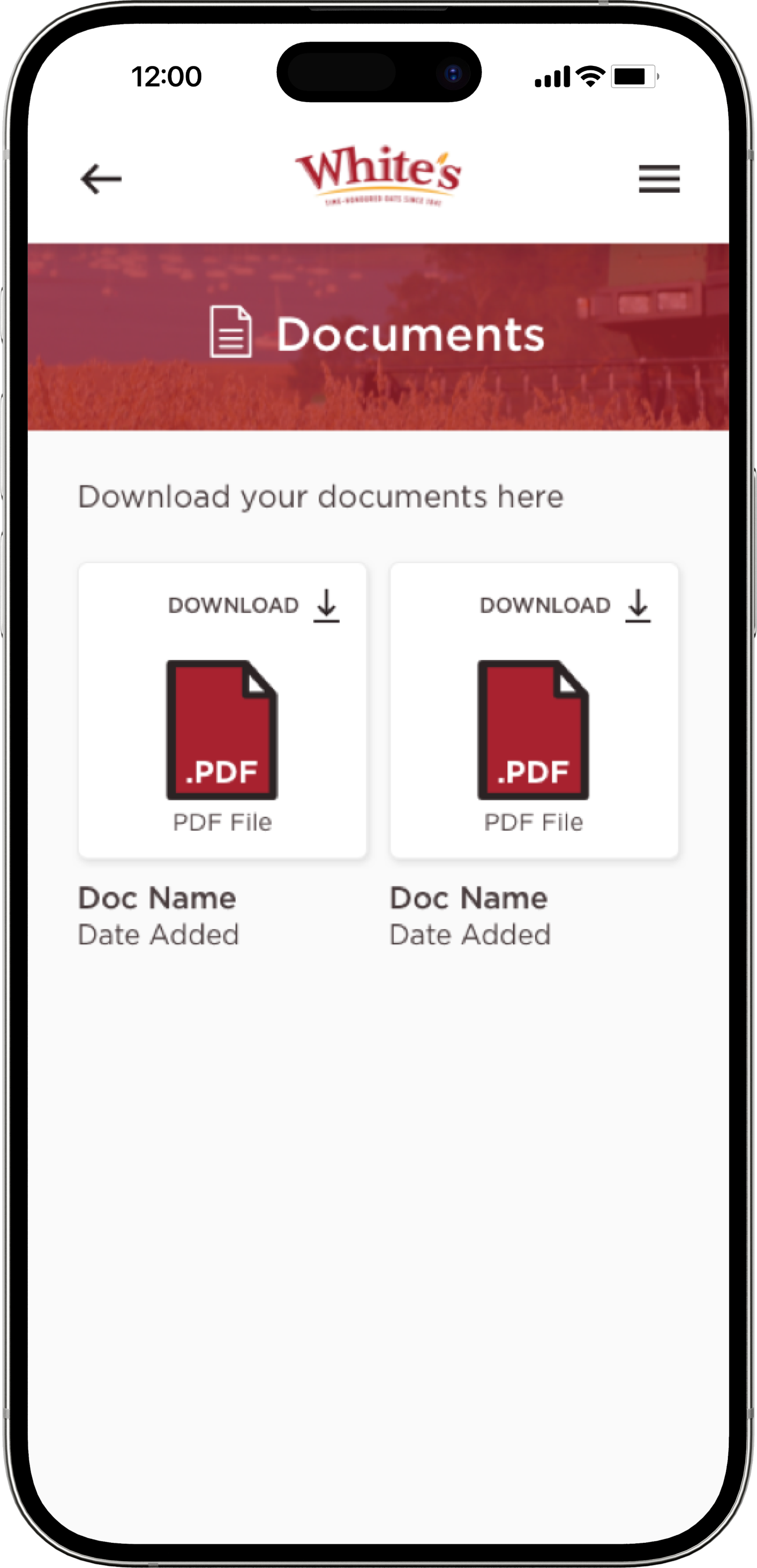 white's oats mobile app documents