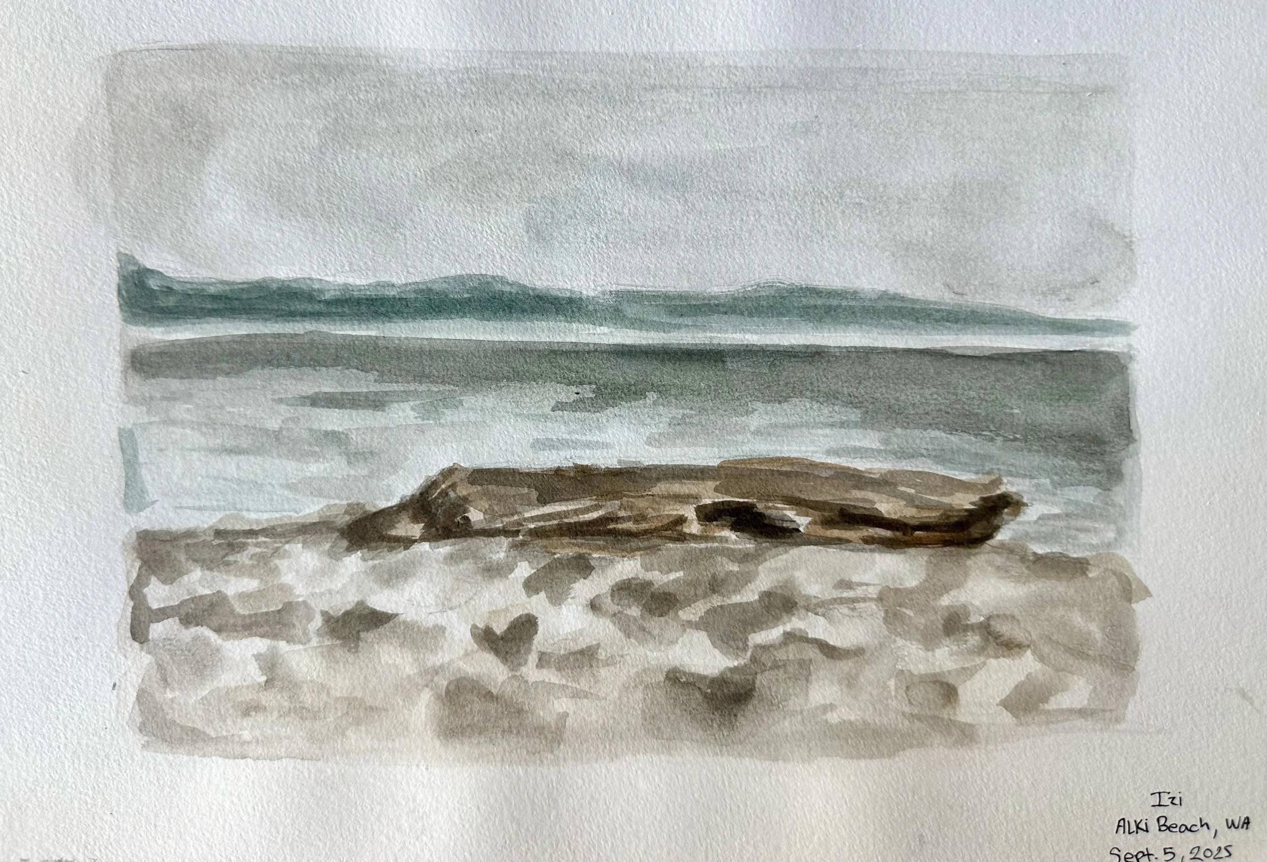 Alki Beach, WA: 9x12 watercolour on paper