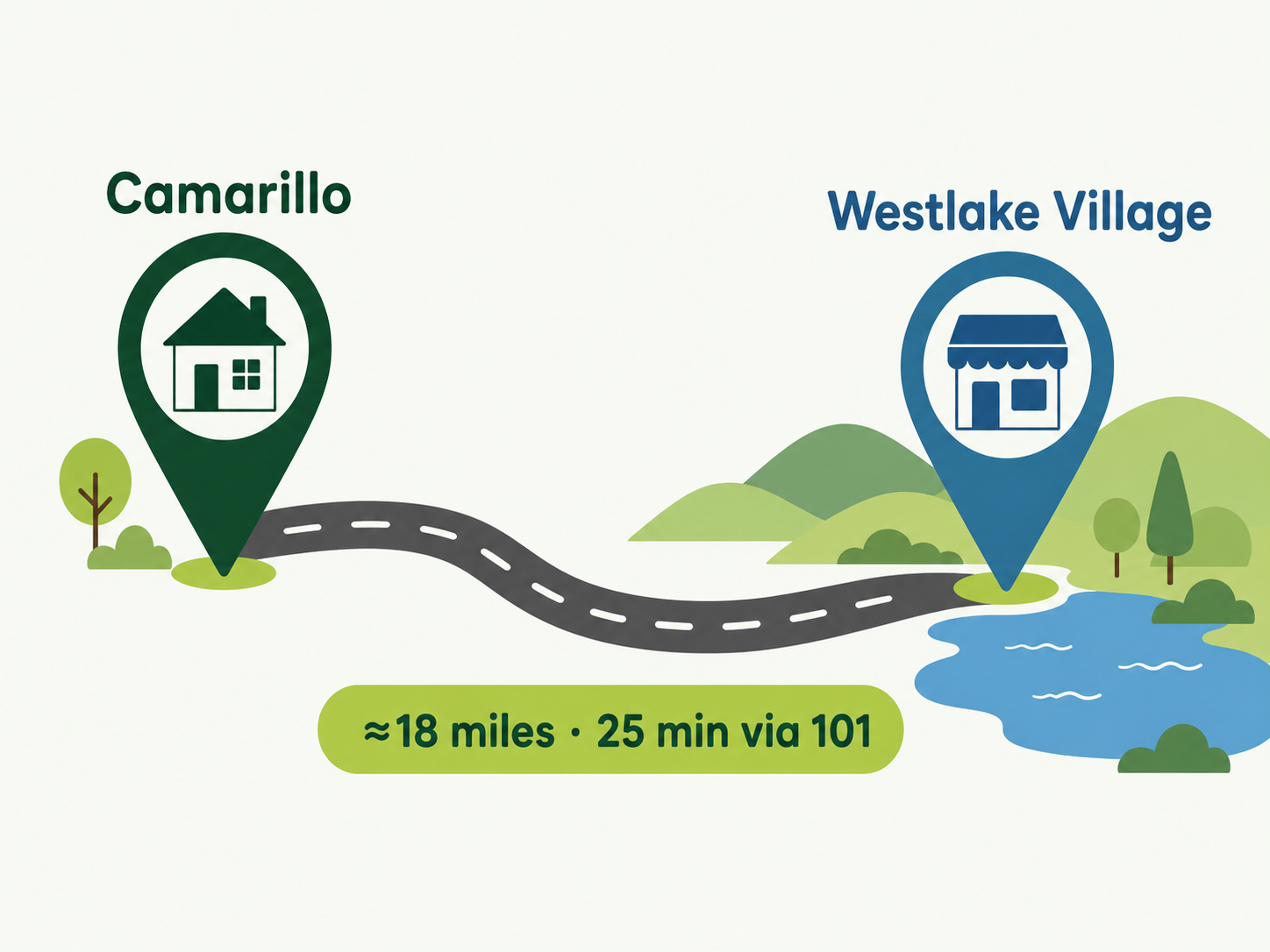 Map showing Limelight Payments in Camarillo, about 25 minutes from Westlake Village via Highway 101