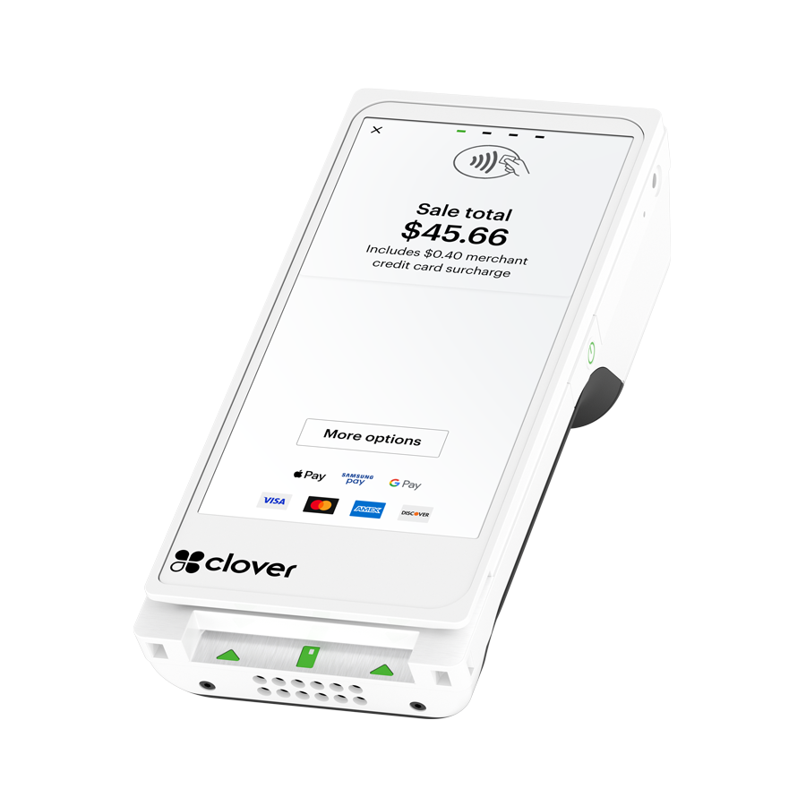 Clover Flex Gen 4 - all-in-one portable POS with built-in card reader, receipt printer, and barcode scanner