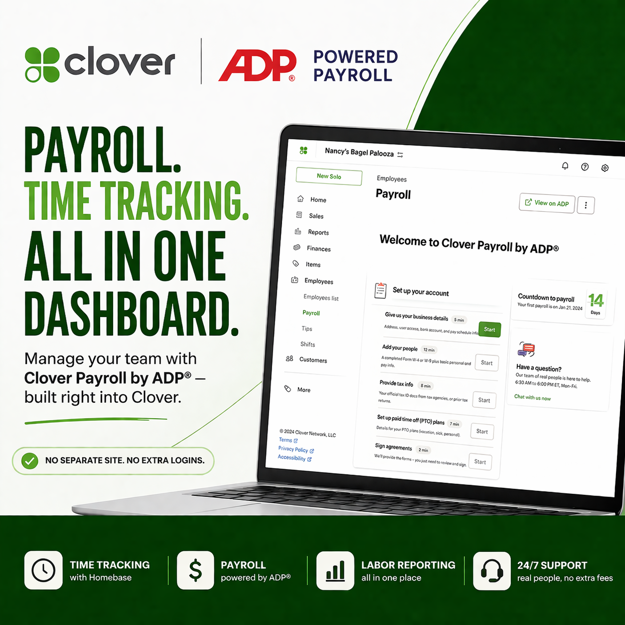 Clover + ADP Integration: Built-In Payroll, Time Tracking, and Employee Management in One Dashboard