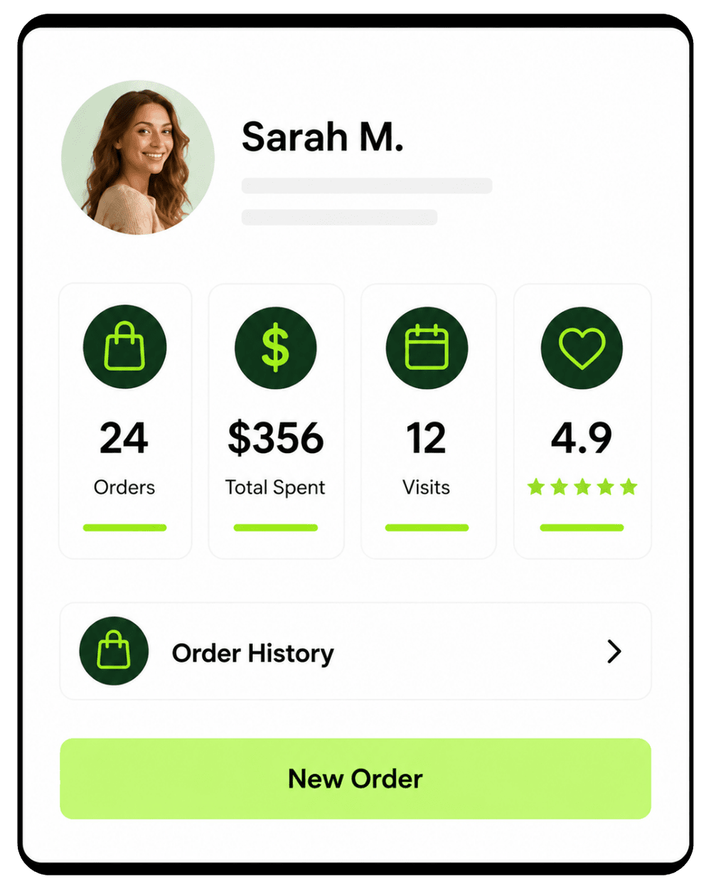 Clover customer profile and appointment history