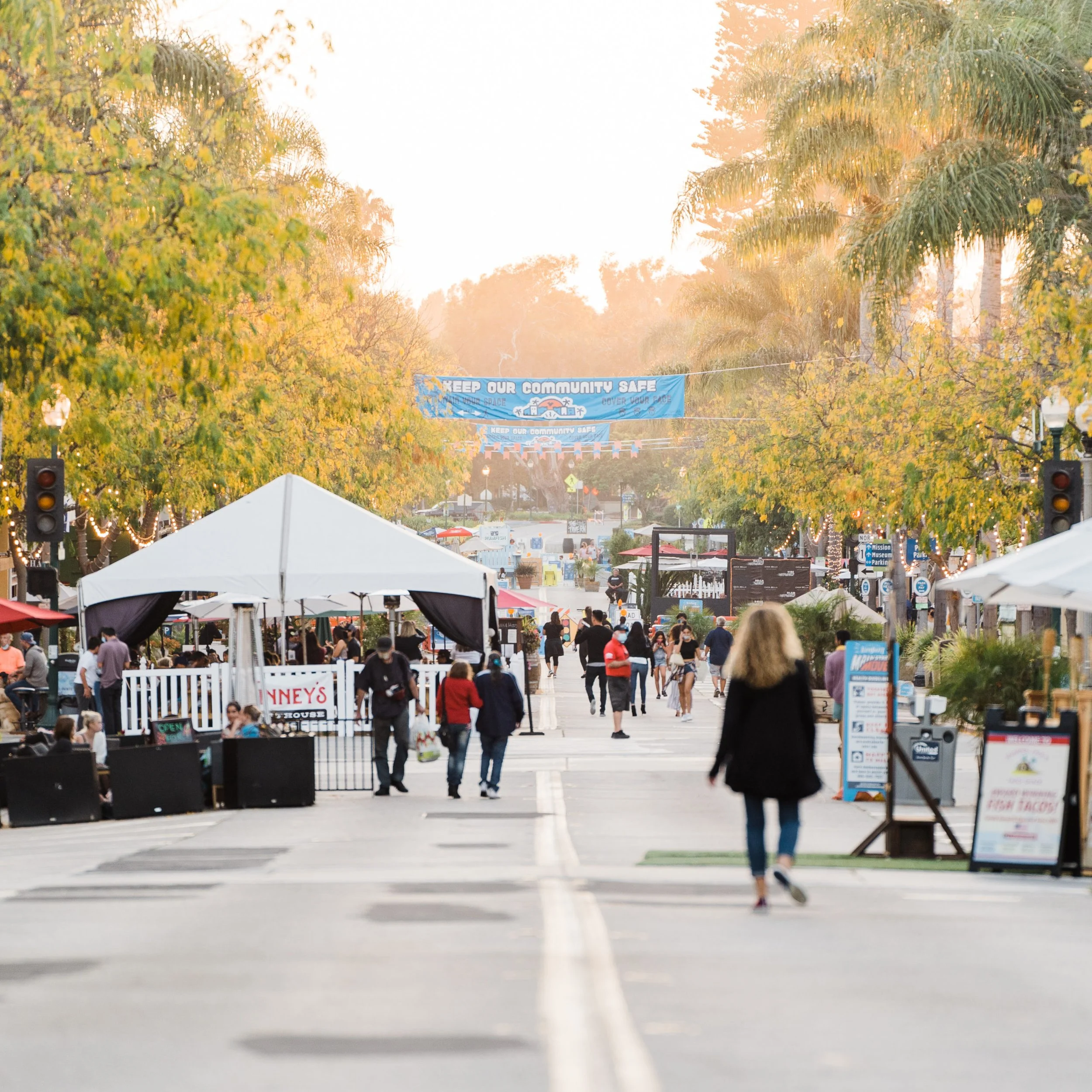 Downtown Main Street and Mission San Buenaventura in Ventura