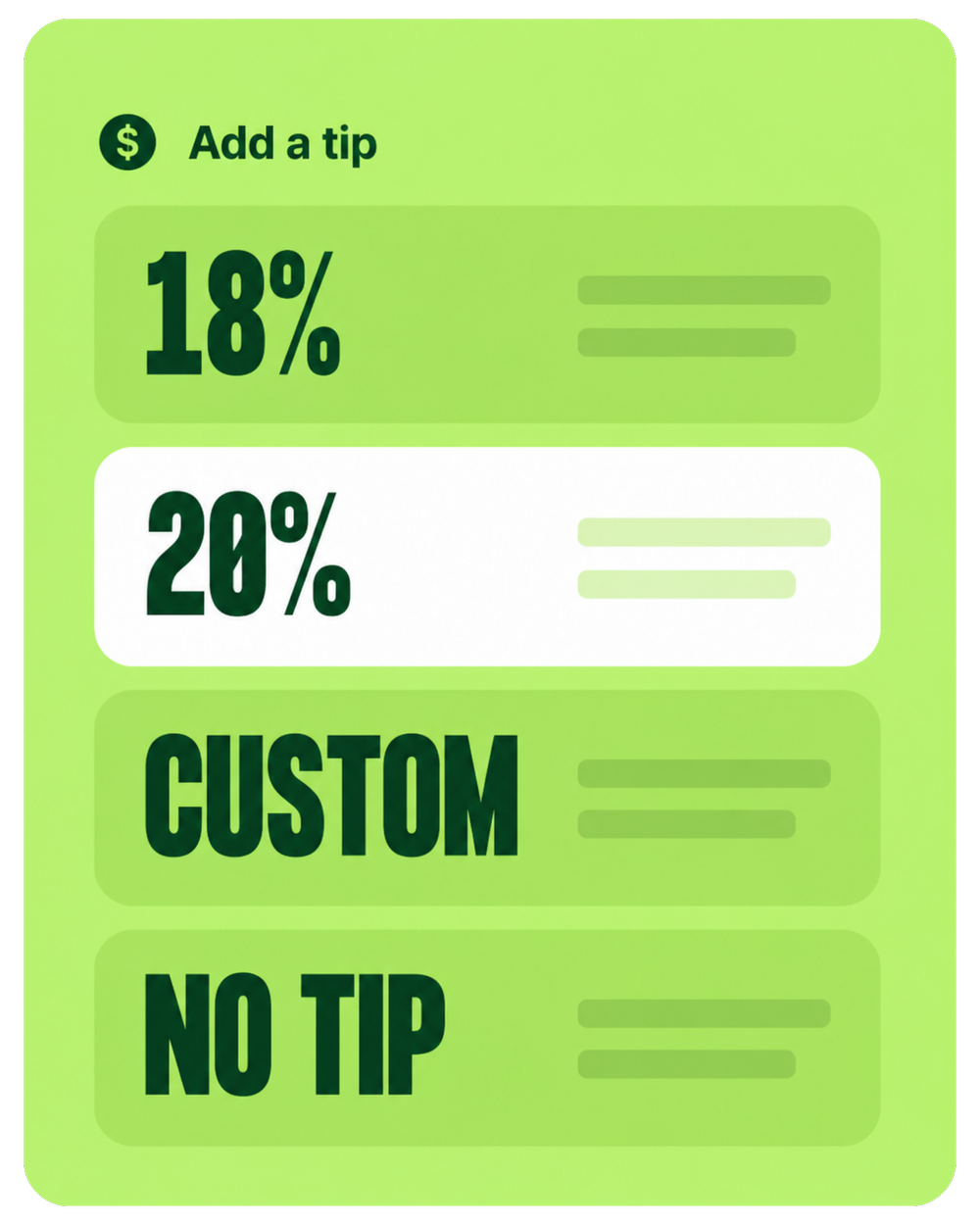 Clover Duo customer-facing tip screen