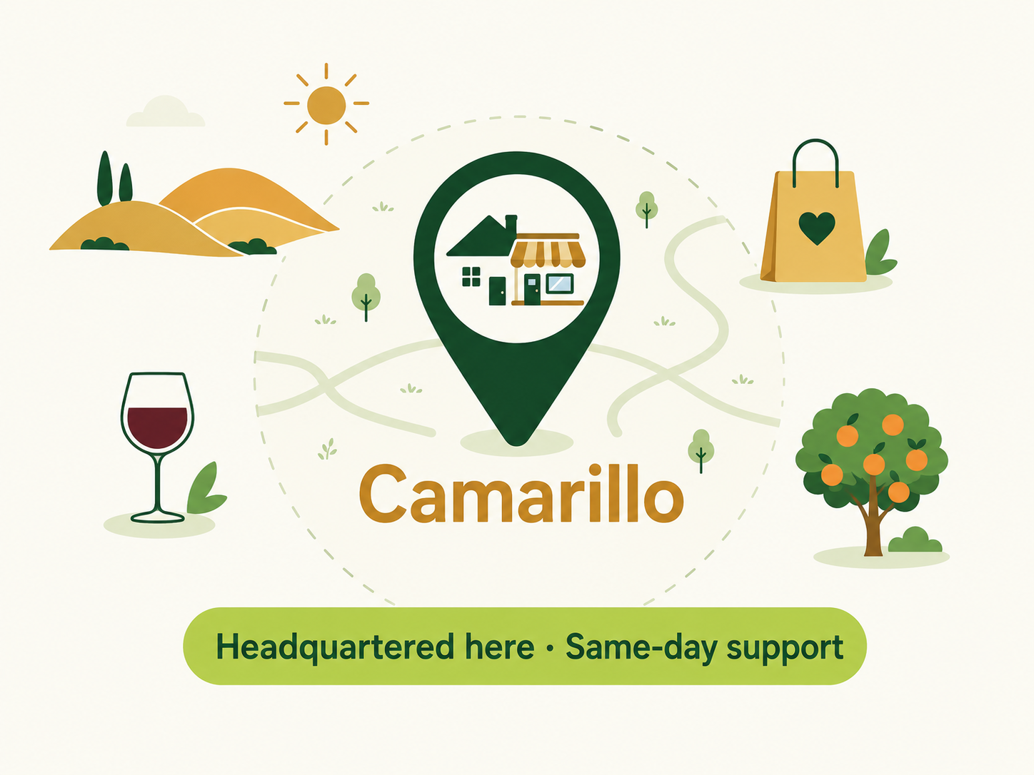 Map showing Limelight Payments headquartered in Camarillo, California, serving the whole city