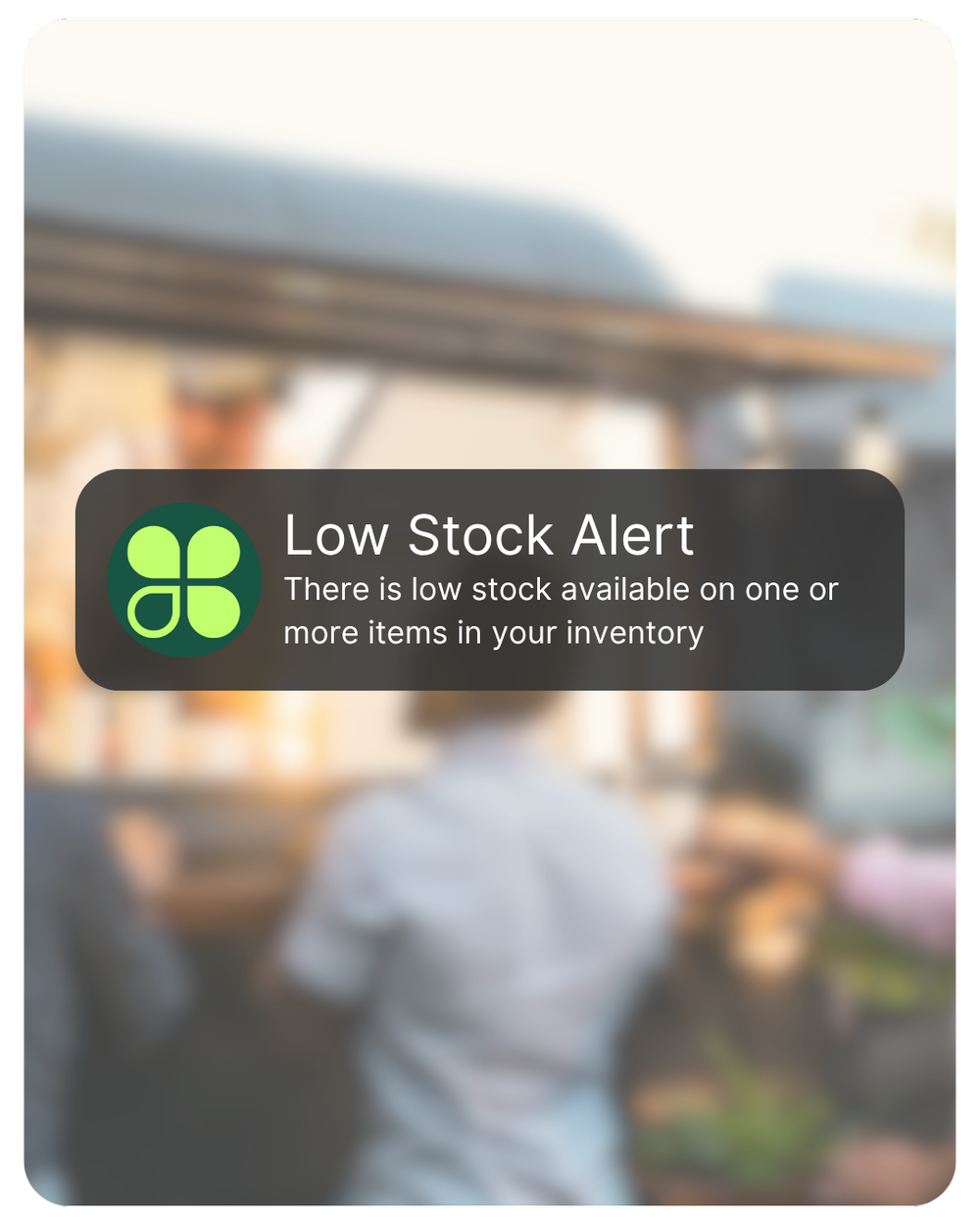 Clover Flex low stock inventory alert