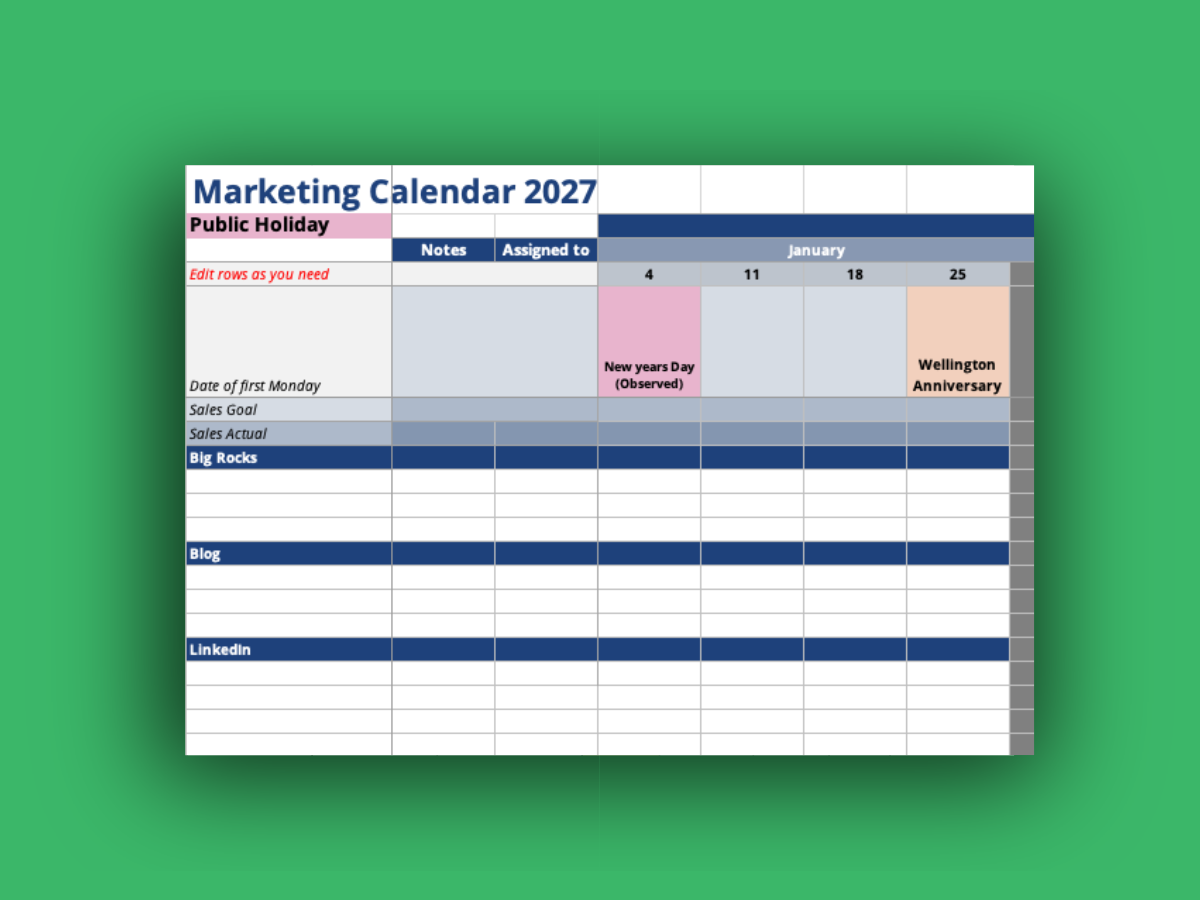 Marketing Calendar.