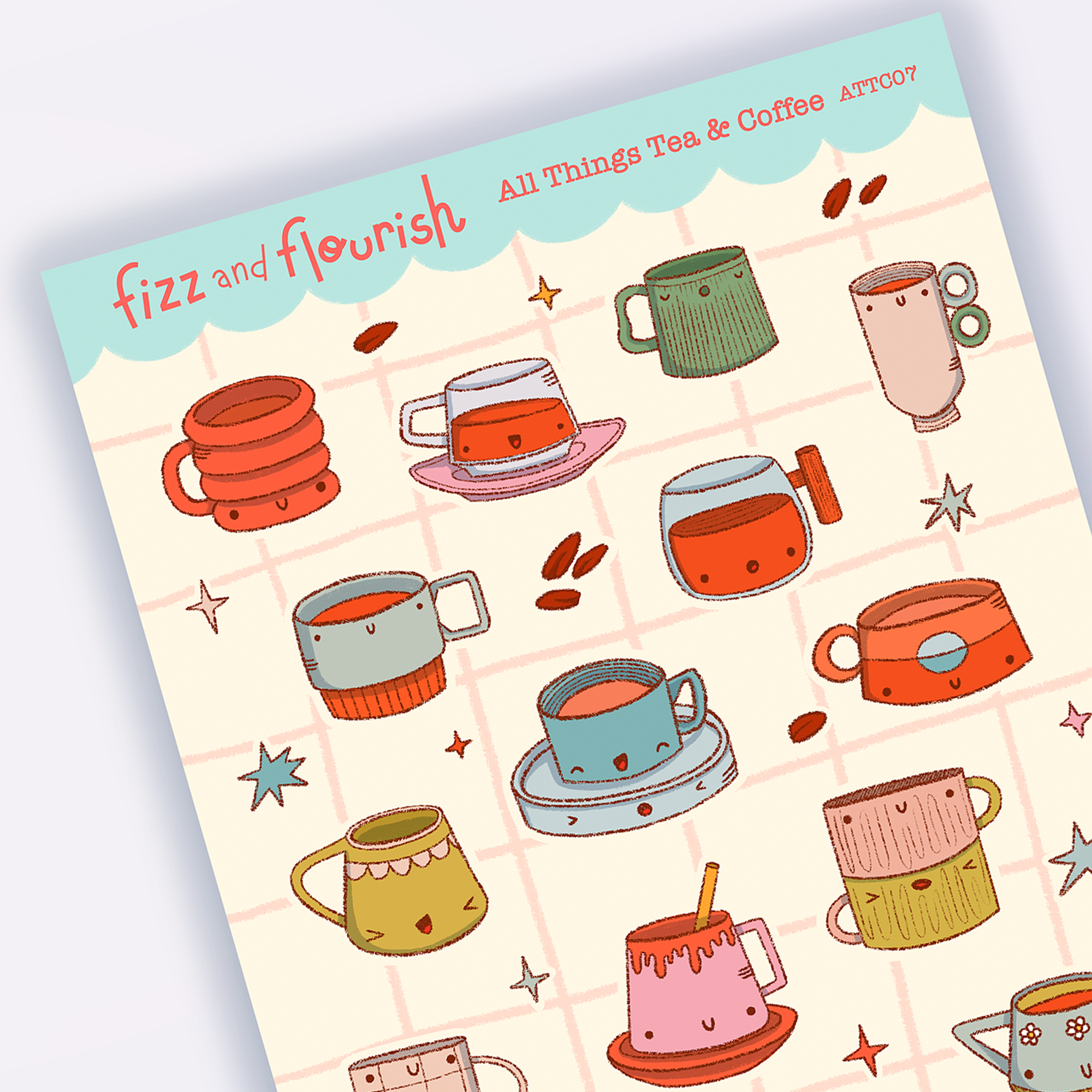 Tea and Coffee Sticker Sheet
