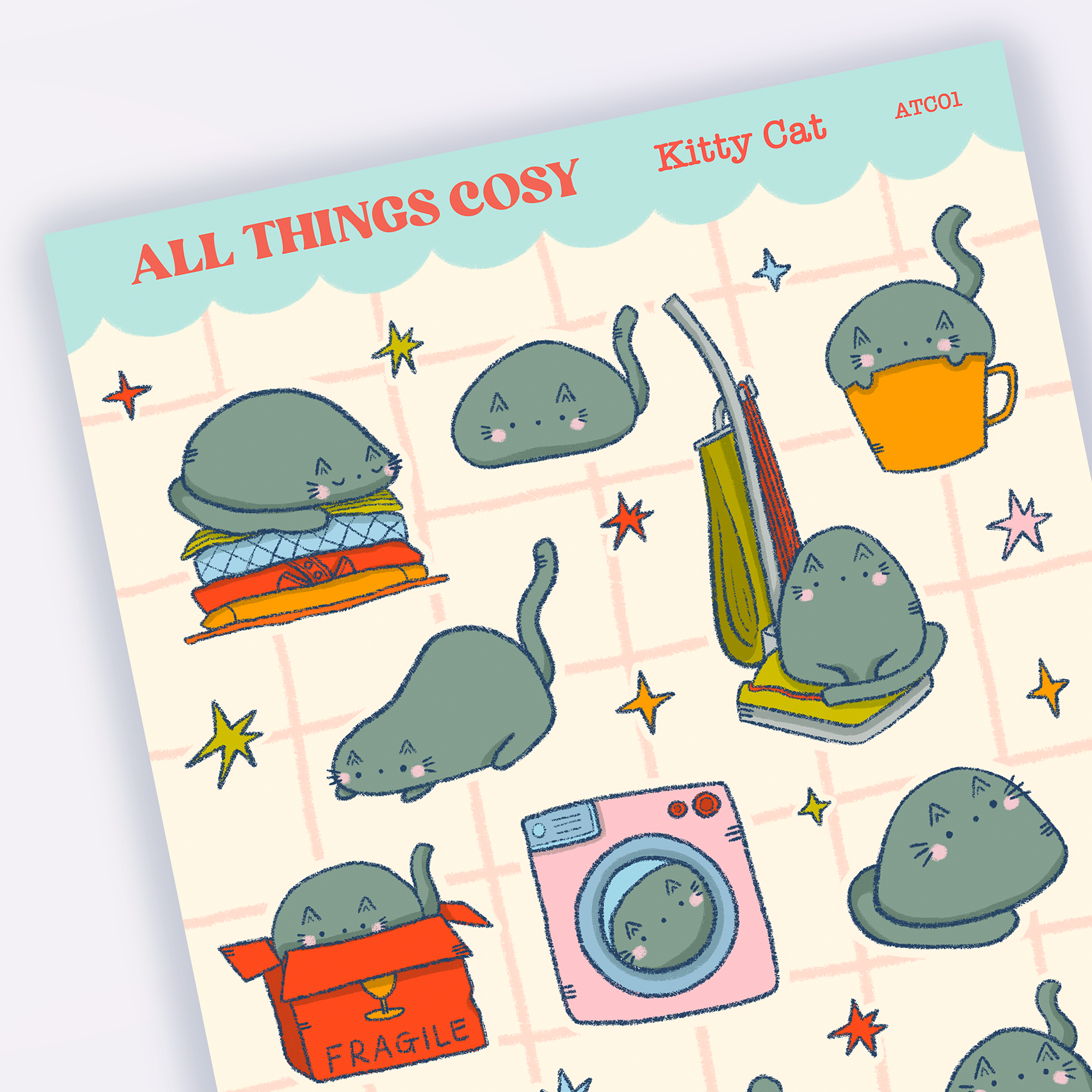 Cute Cat Sticker Sheet