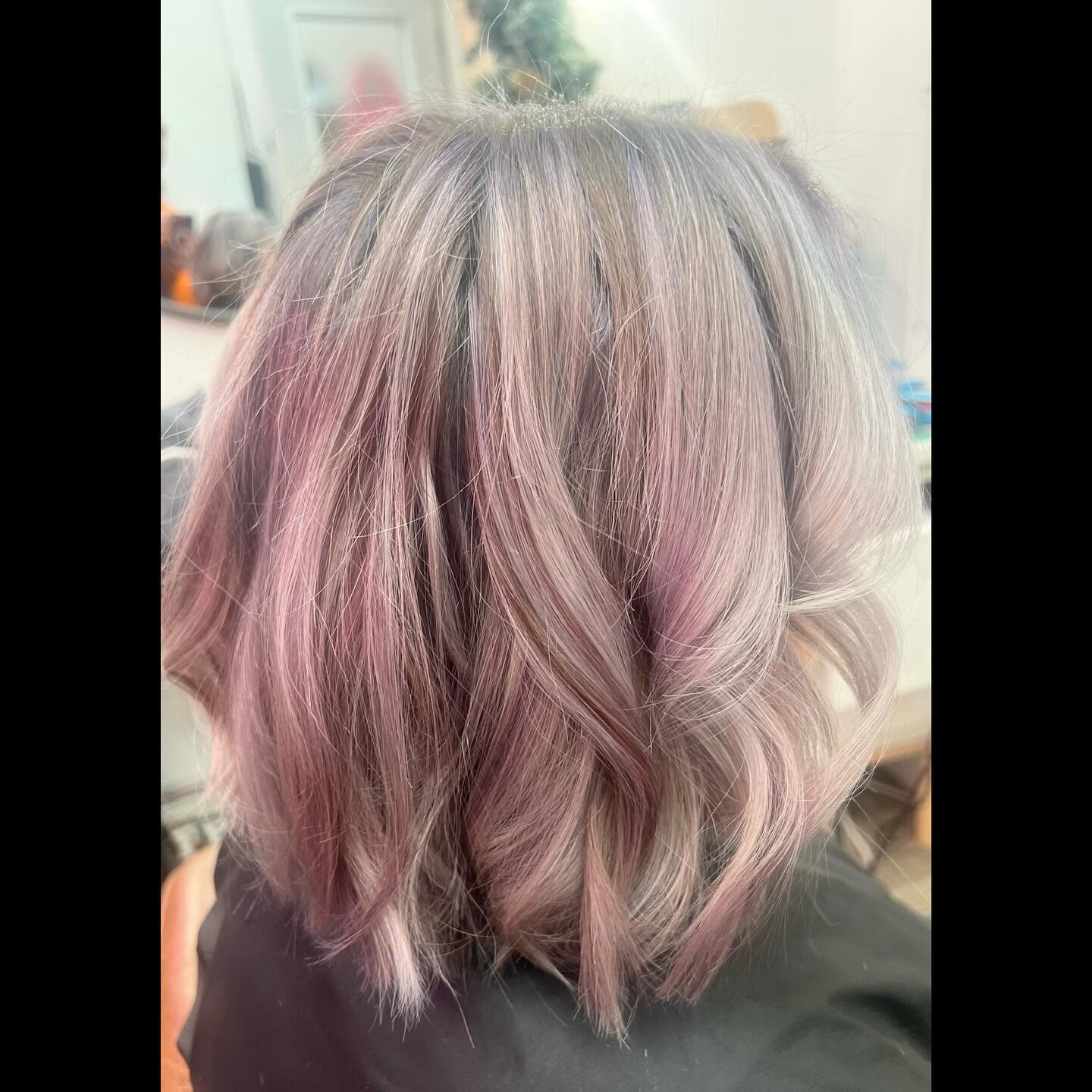 Our vibe was storm clouds for this color. Soft cobalt with a dash of lavender. Swipe for the before