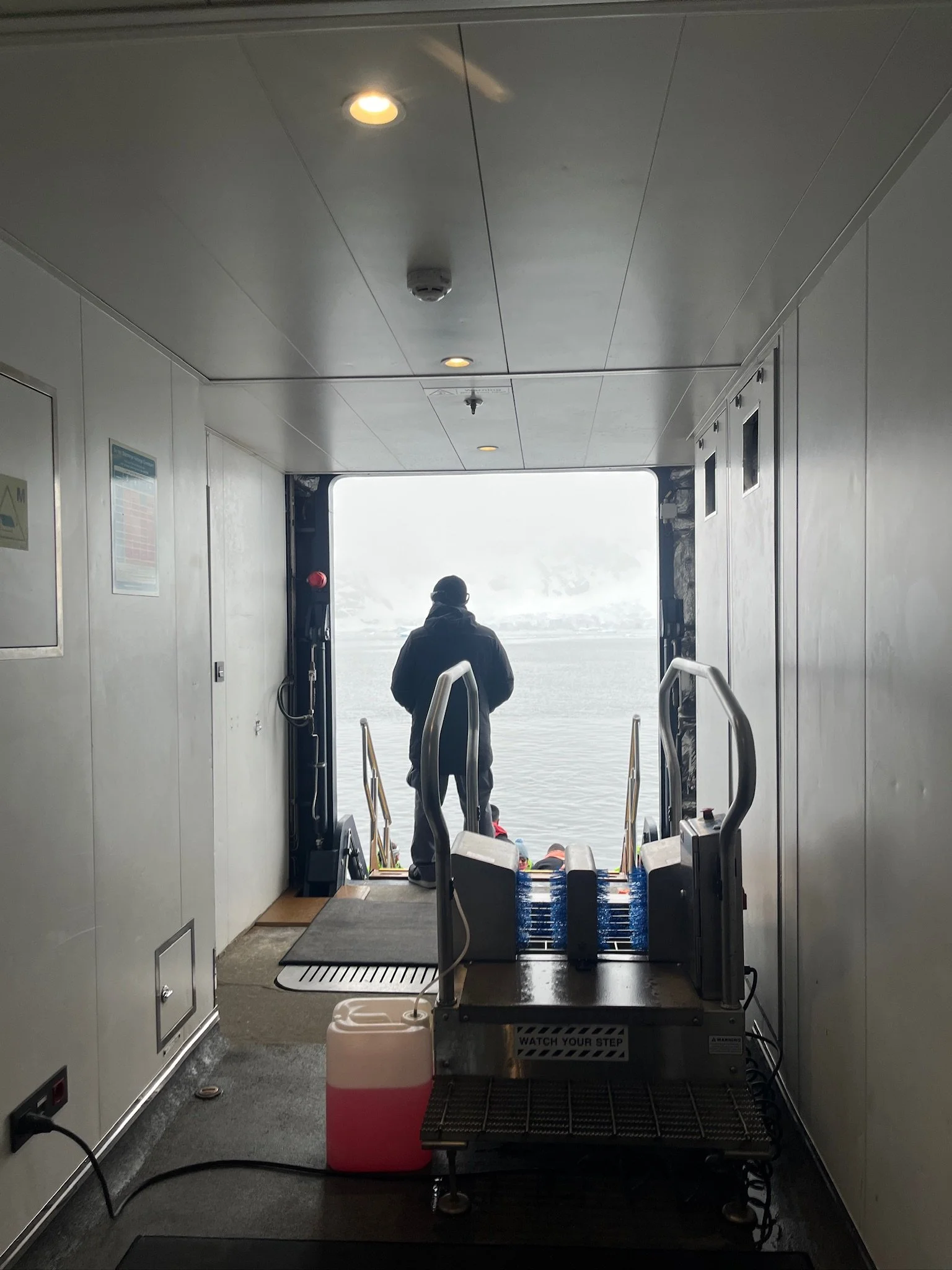 We sanitize our boots before we exit and when we return to prevent the spread of dangerous pathogens