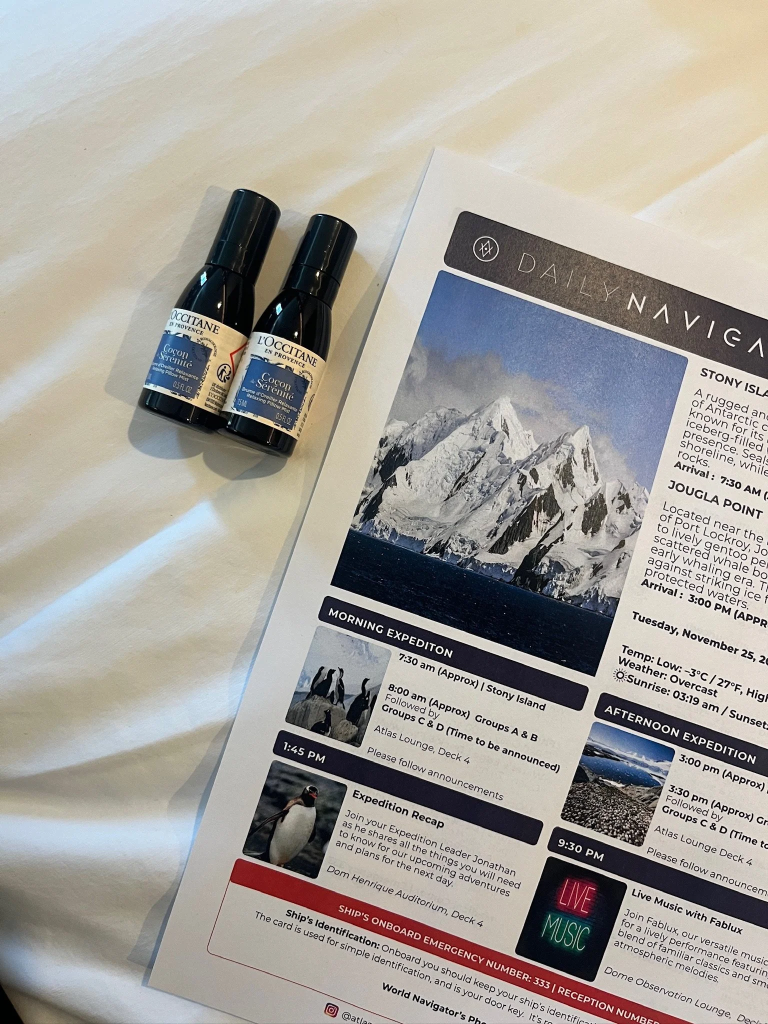 Each night, we also received an evening gift along with our next day itinerary