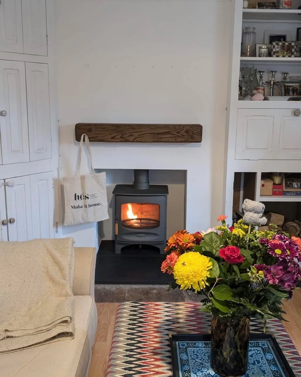 🔥 Could this install be any cosier? 🔥

Our clients wanted to transform their space, from a simple plinth-mounted stove into a full fireplace feature. We knocked through into the existing fireplace, fitted their existing @charnwoodstoves C5 wood-bur