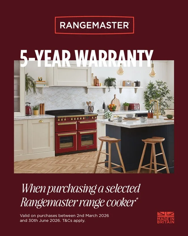 🚨NOW EXTENDED! Purchase a Rangemaster Range Cooker before 30th June and receive a FREE 5 year warranty, don't delay! 🚨

Applies to selected models including the new NEXUS model, purchased by 30th June and delivered by 31st August. Terms &amp; Condi