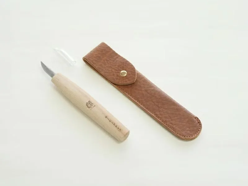 Double-Bevel Detail Carving Knife w Leather Case