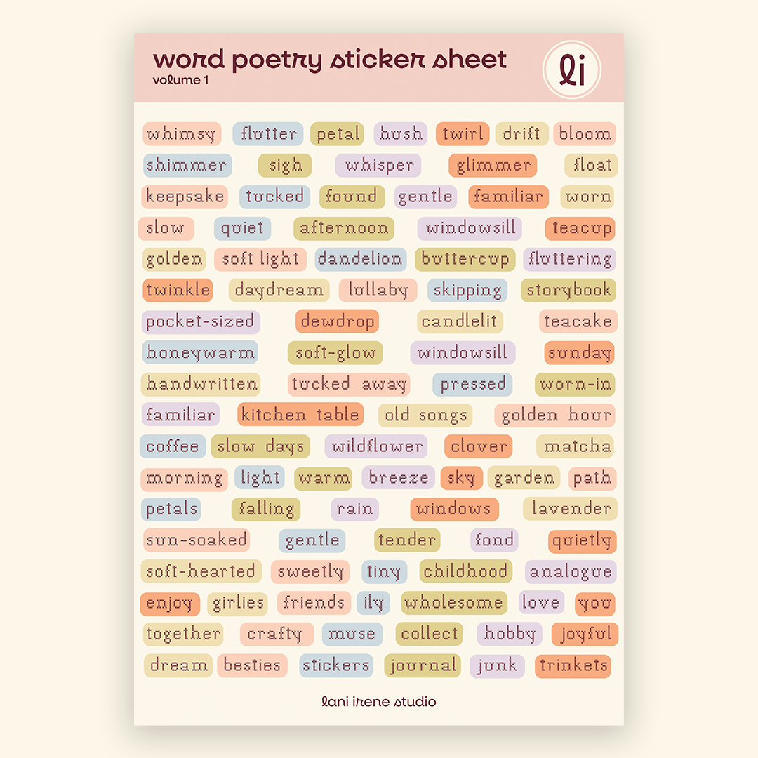 Word Poetry Vol. 1 Sticker Sheet