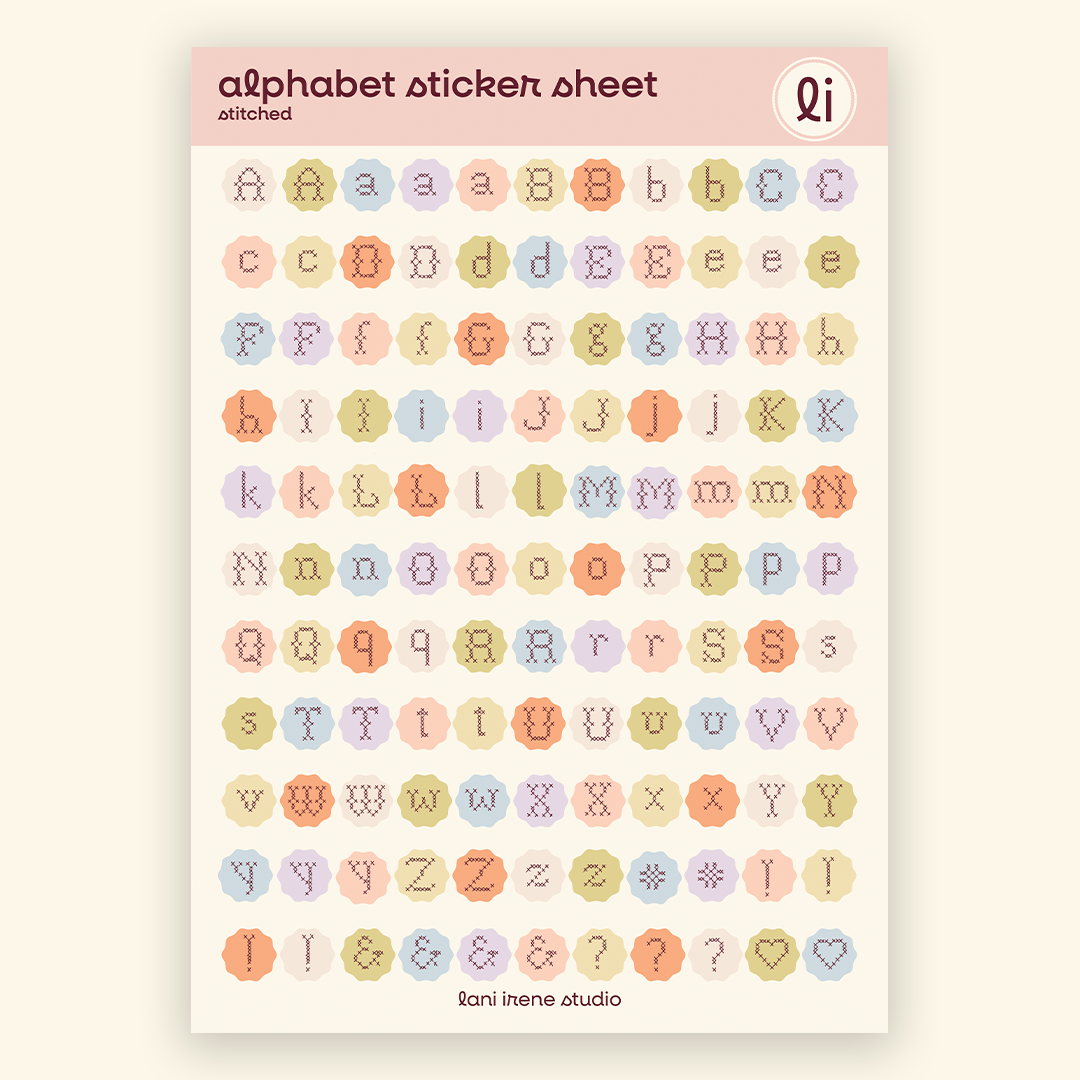Stitched Alphabet Sticker Sheet