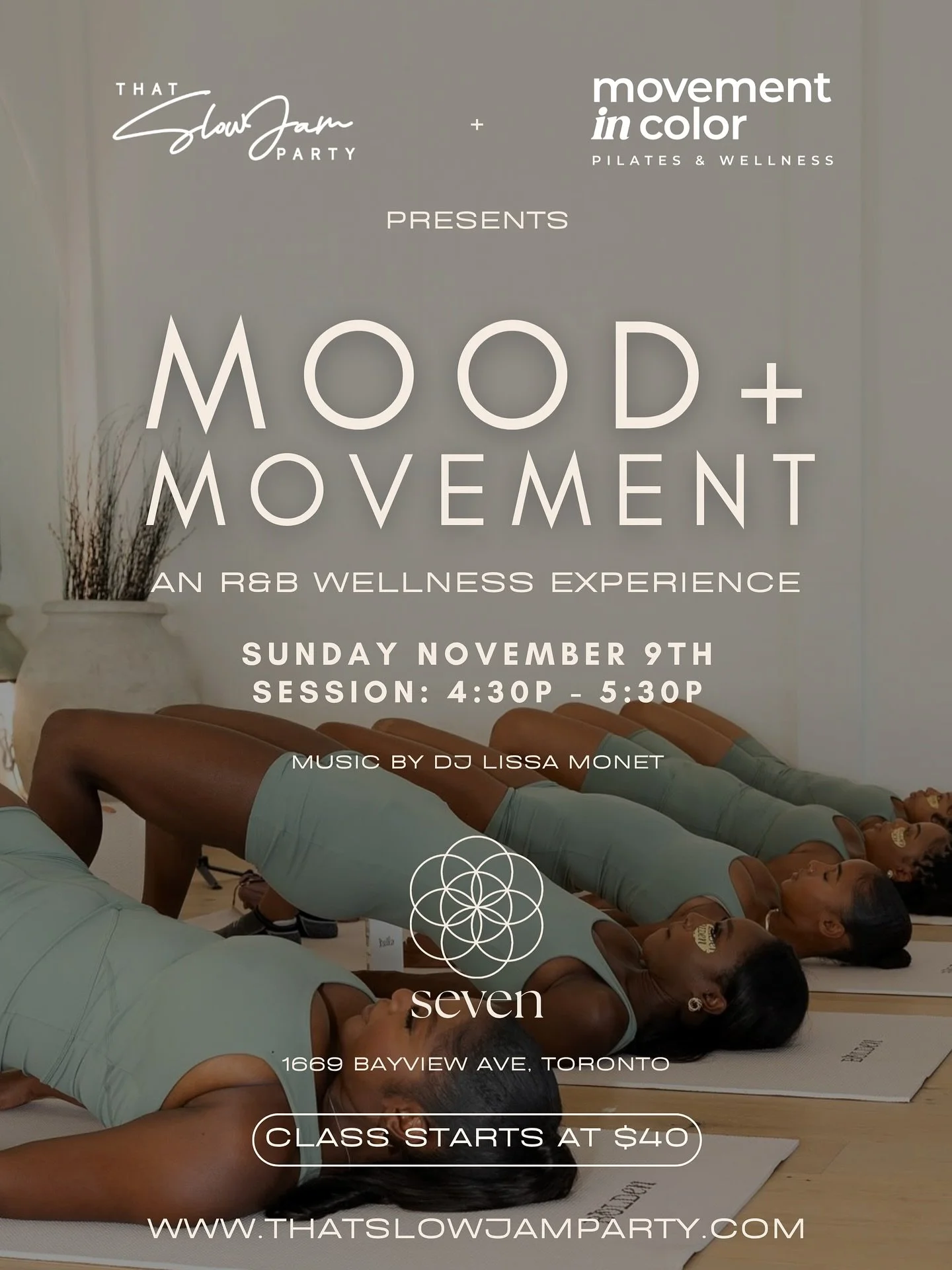Toronto&hellip; we&rsquo;re turning up the heat.

After a sold-out debut, Mood + Movement returns for its second edition &mdash; this time introducing Hot Pilates.

Join us Saturday, November 9th from 4:30 PM &ndash; 5:30 PM at @sevenyogastudio (1669