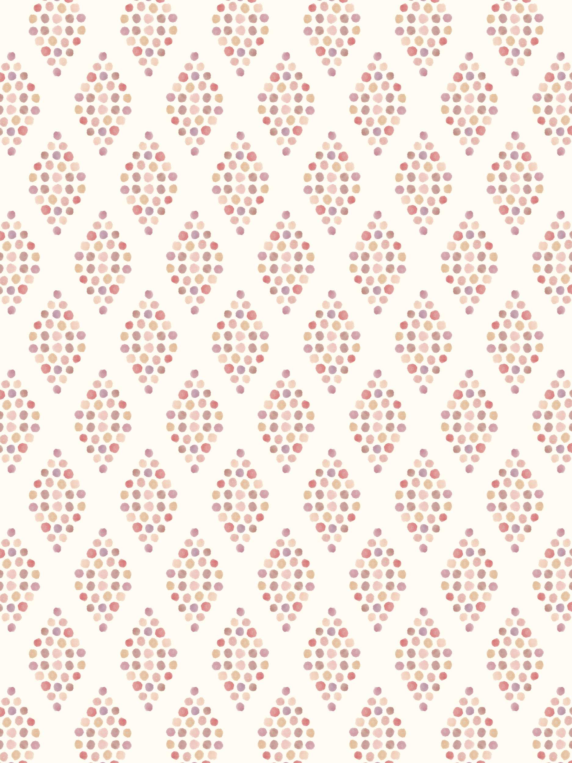 Watercolor dots and diamonds, a repeat pattern designed by artist Julie McMillan of Silver Birch Studio.