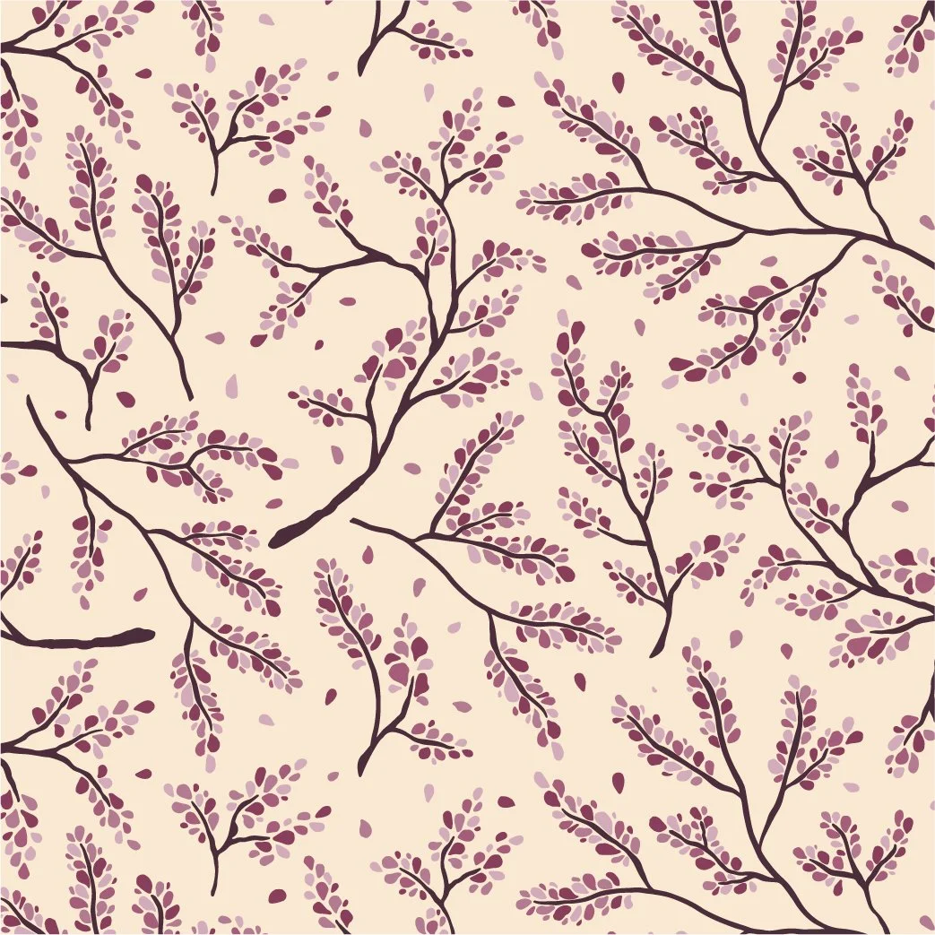Breezy afternoon, a floral repeat pattern created by surface designer Julie McMillan of Silver Birch Studio