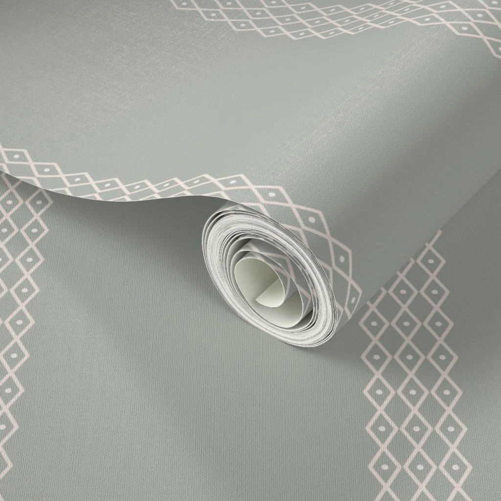 Triple diamond dot hand drawn by surface pattern designer Julie McMillan, part of the Vintage 1910 collection, available now on Spoonflower. 