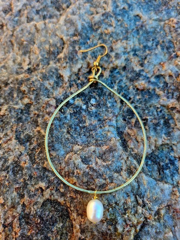 Golden Pearl Hoops
