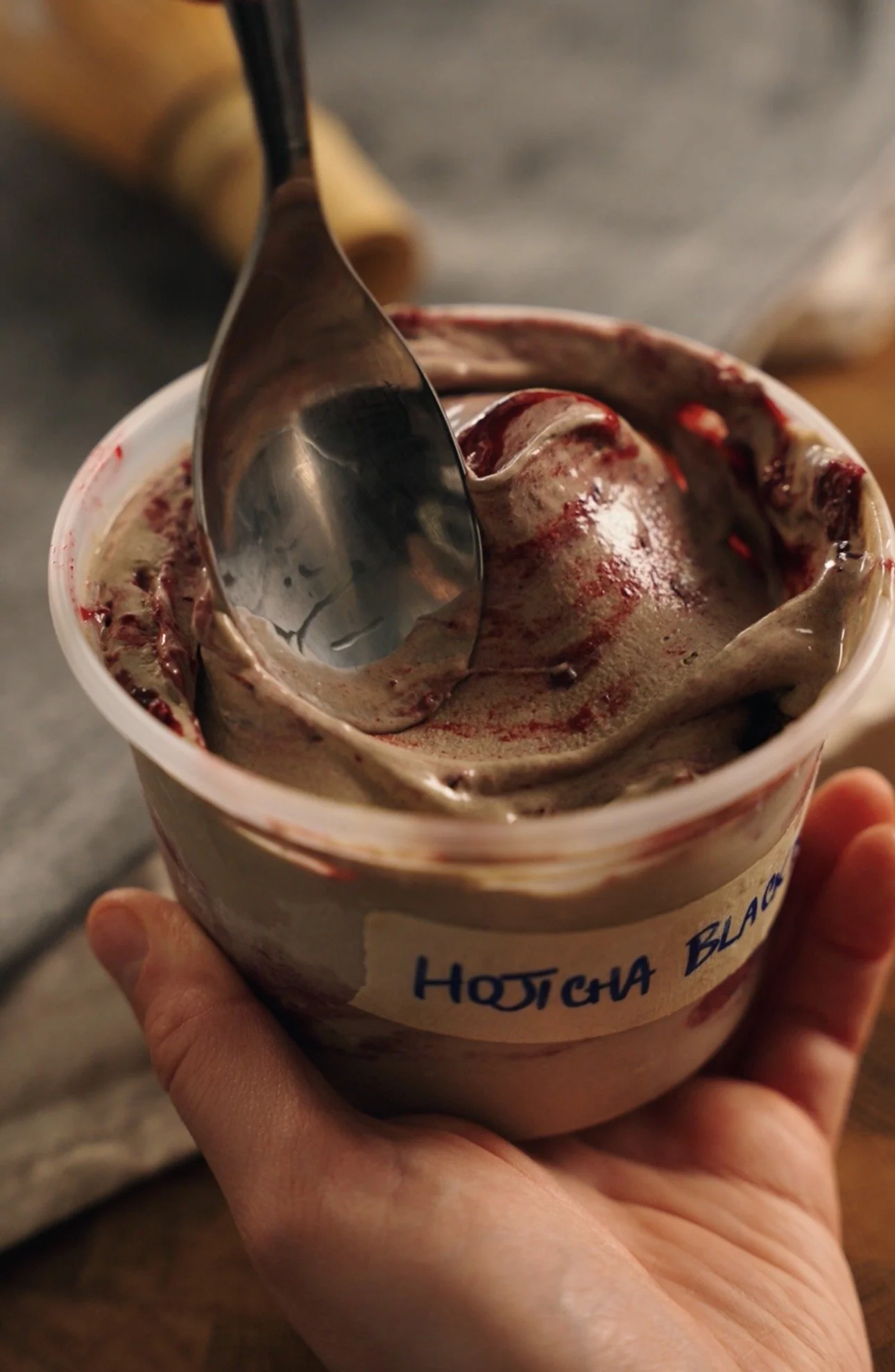 Hojicha Blackberry Ice Cream